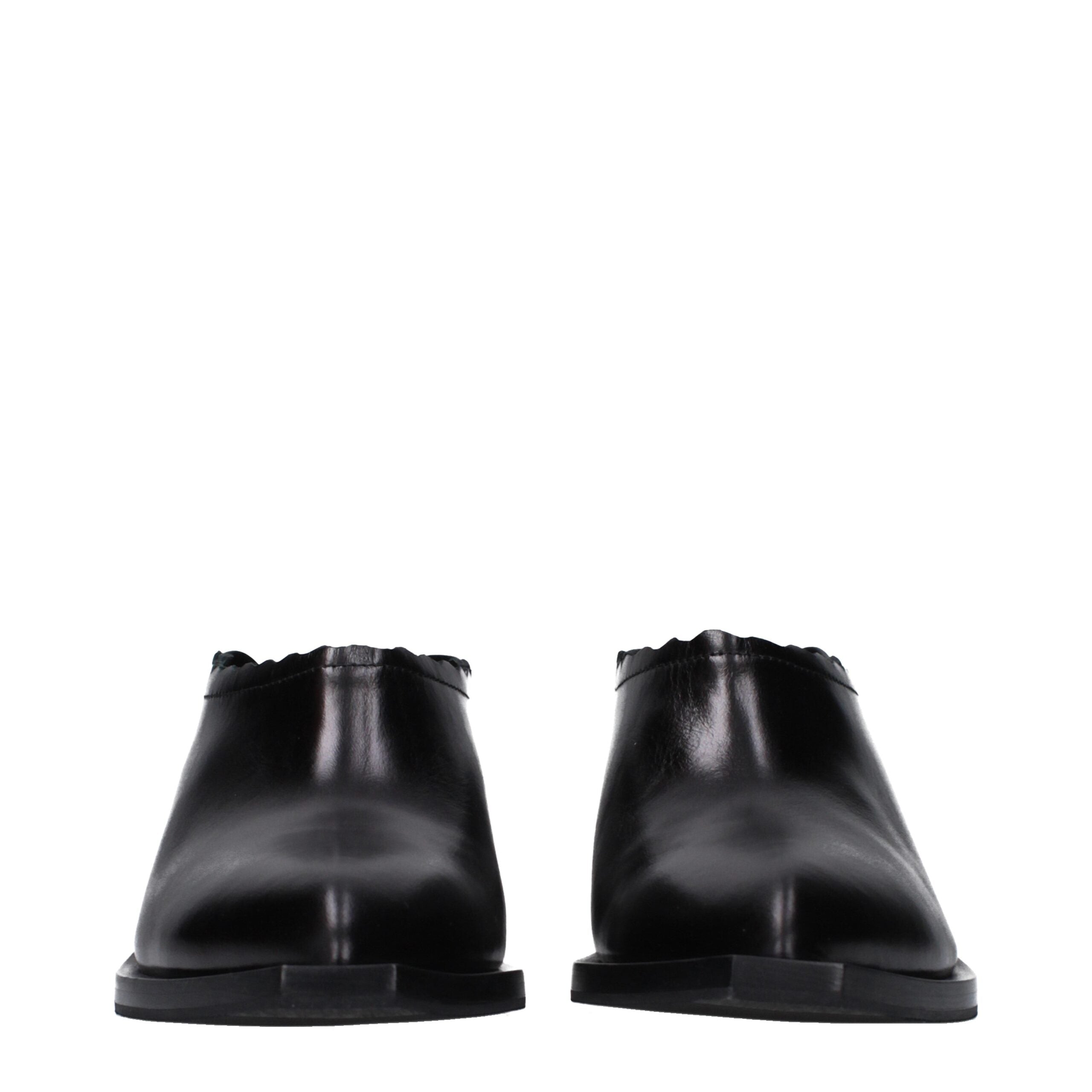 Black Leather Mules - ventzia