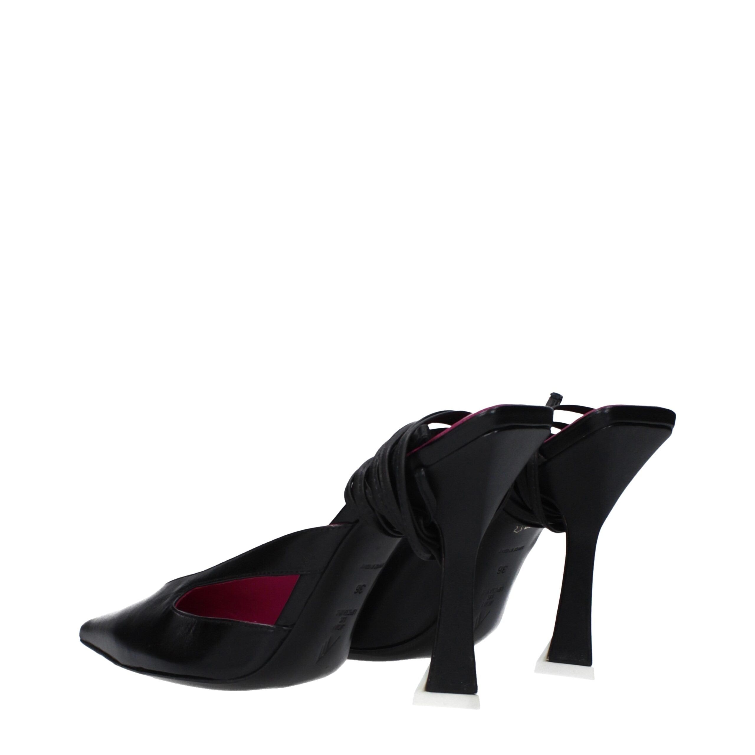 Black Leather Stiletto Heel Sandals - ventzia