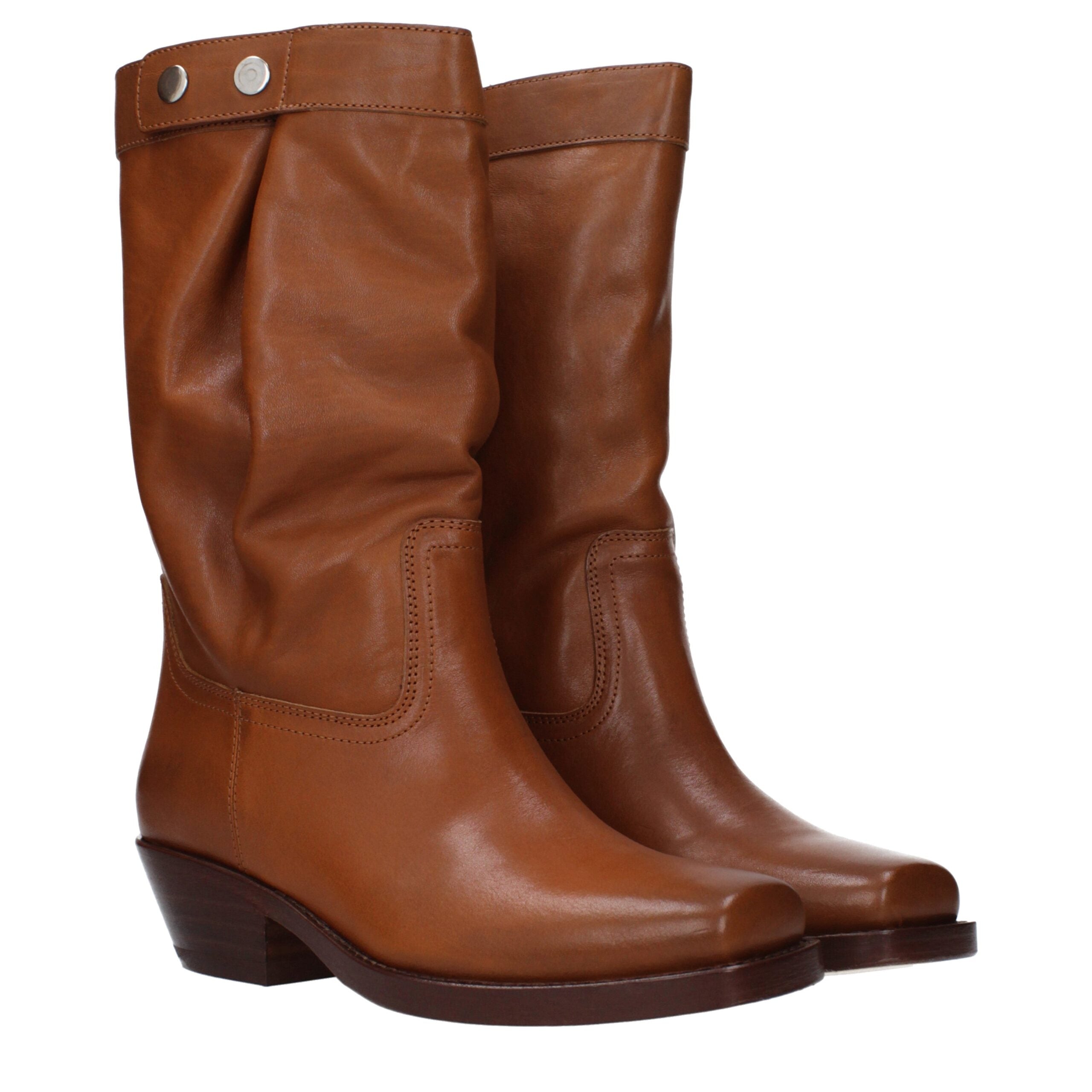 Brown Leather Ankle Boots - ventzia