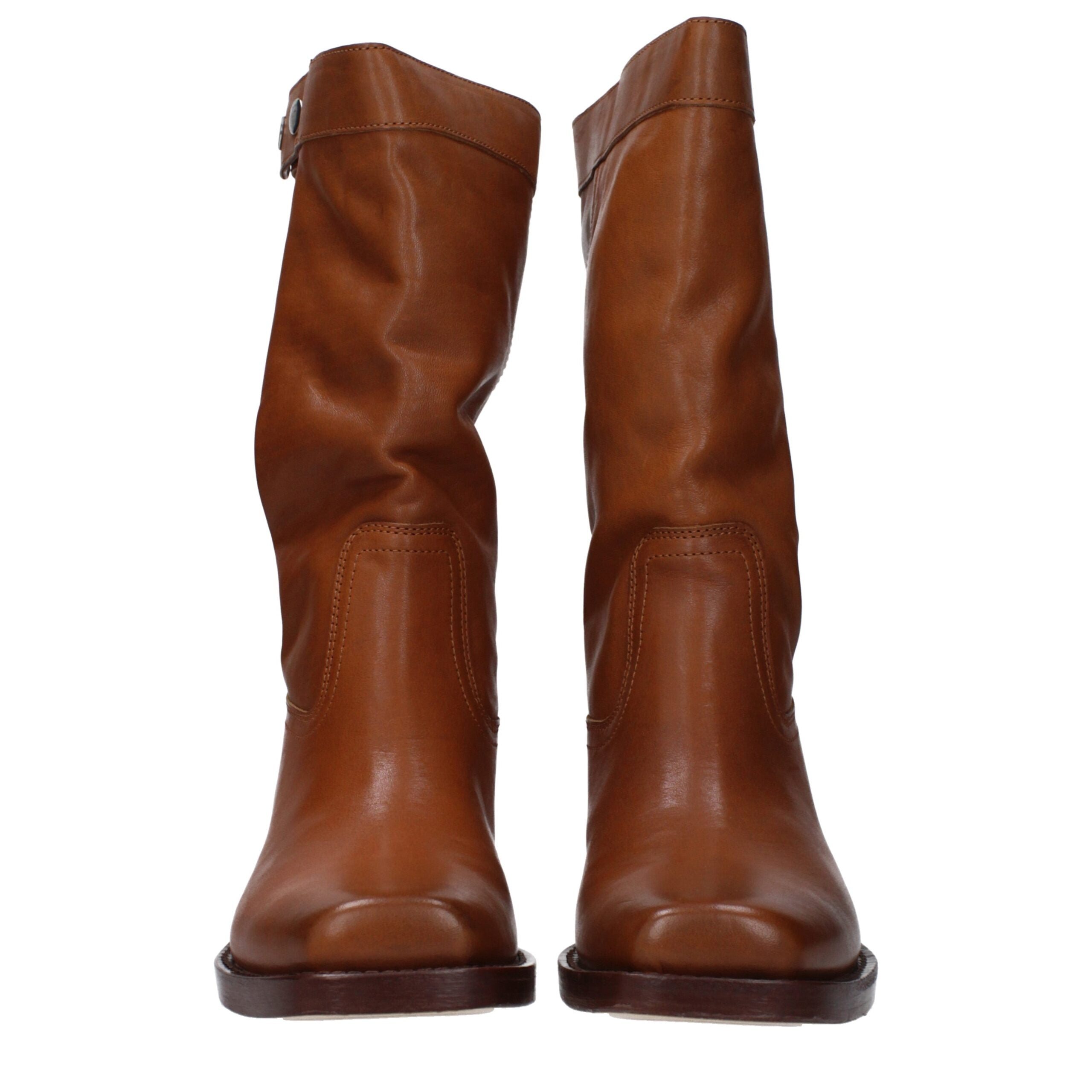 Brown Leather Ankle Boots - ventzia
