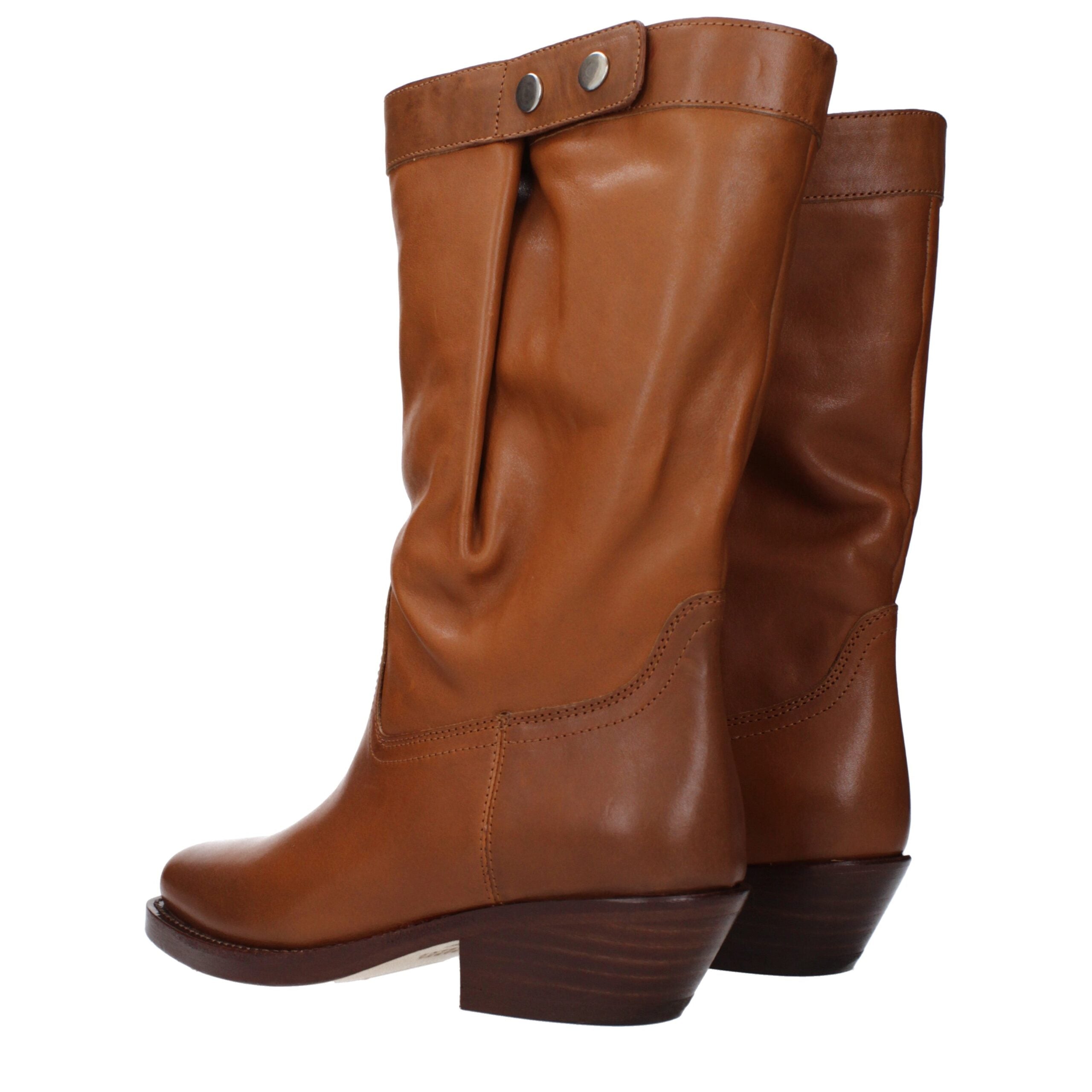 Brown Leather Ankle Boots - ventzia