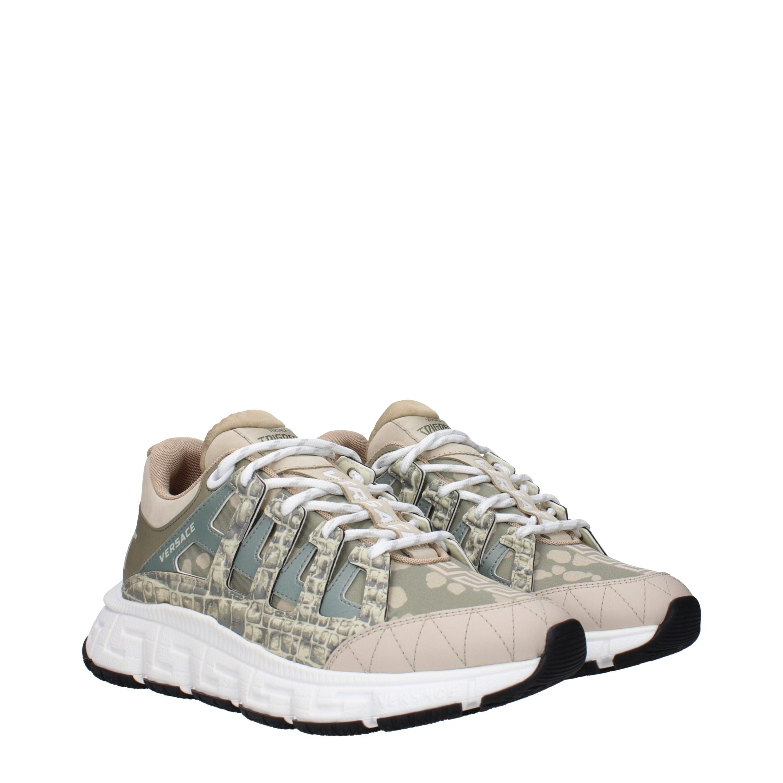 Green Fabric Low Top Sneakers - ventzia