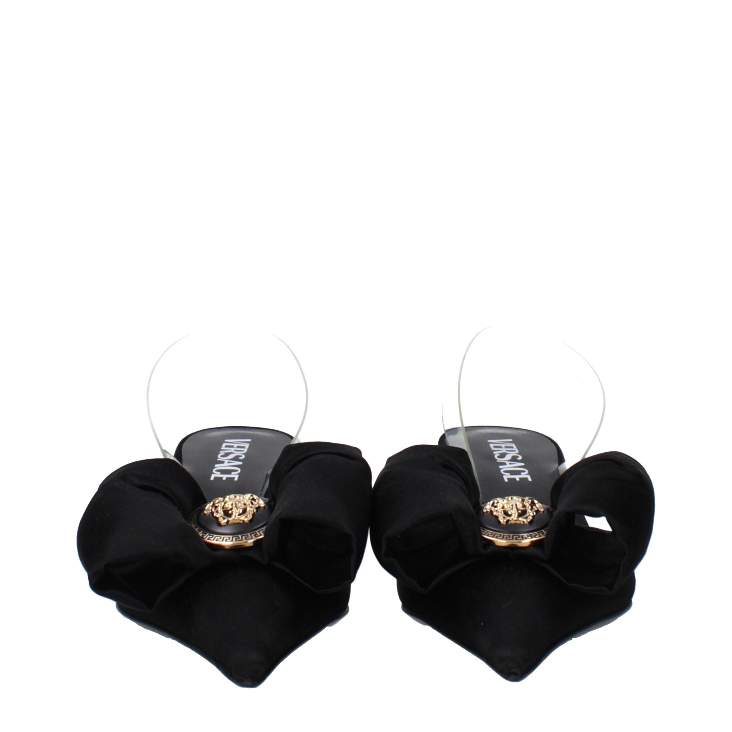 Black Satin Flat Sandals - ventzia