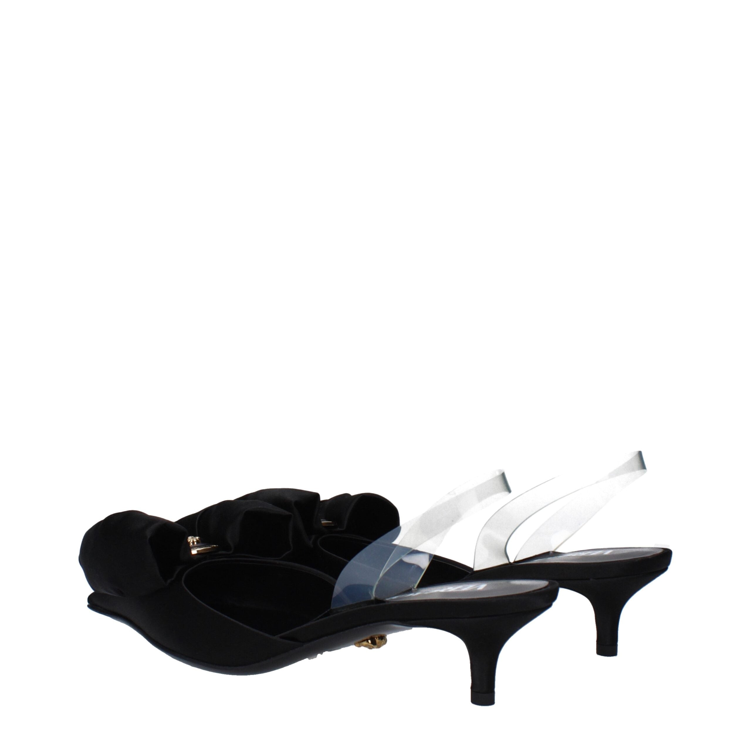 Black Satin Flat Sandals - ventzia