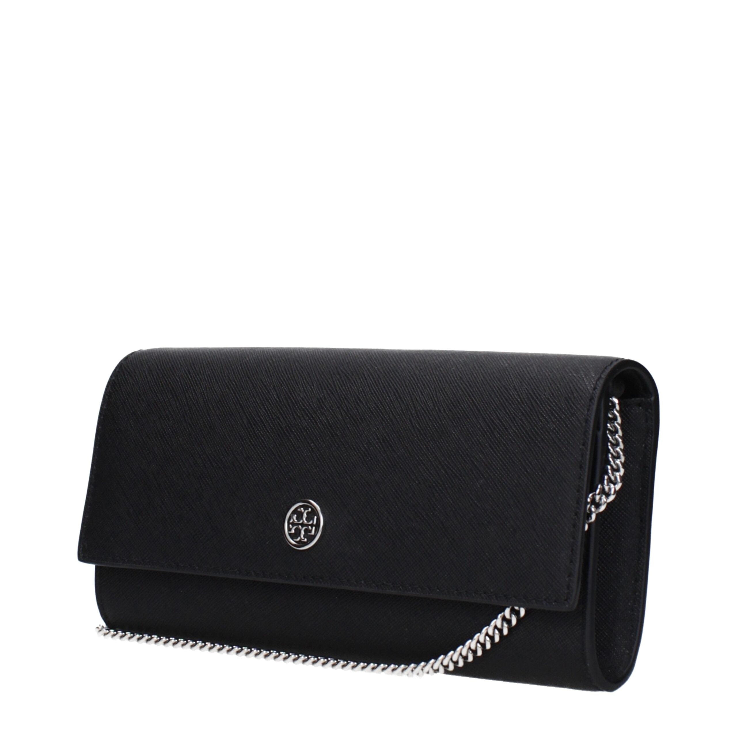 Black Leather Clutch Bag - ventzia