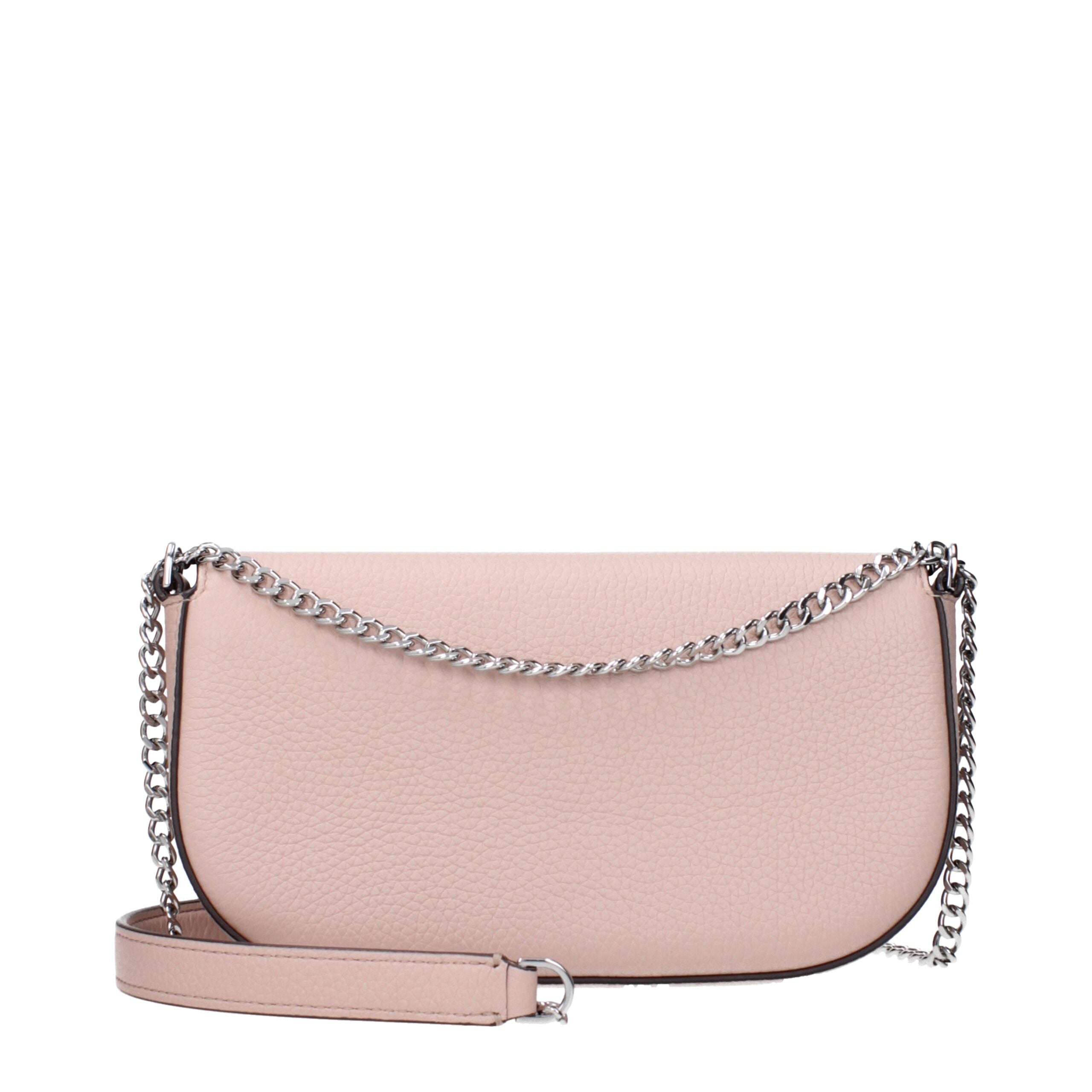 Pink Leather Crossbody Bag - ventzia