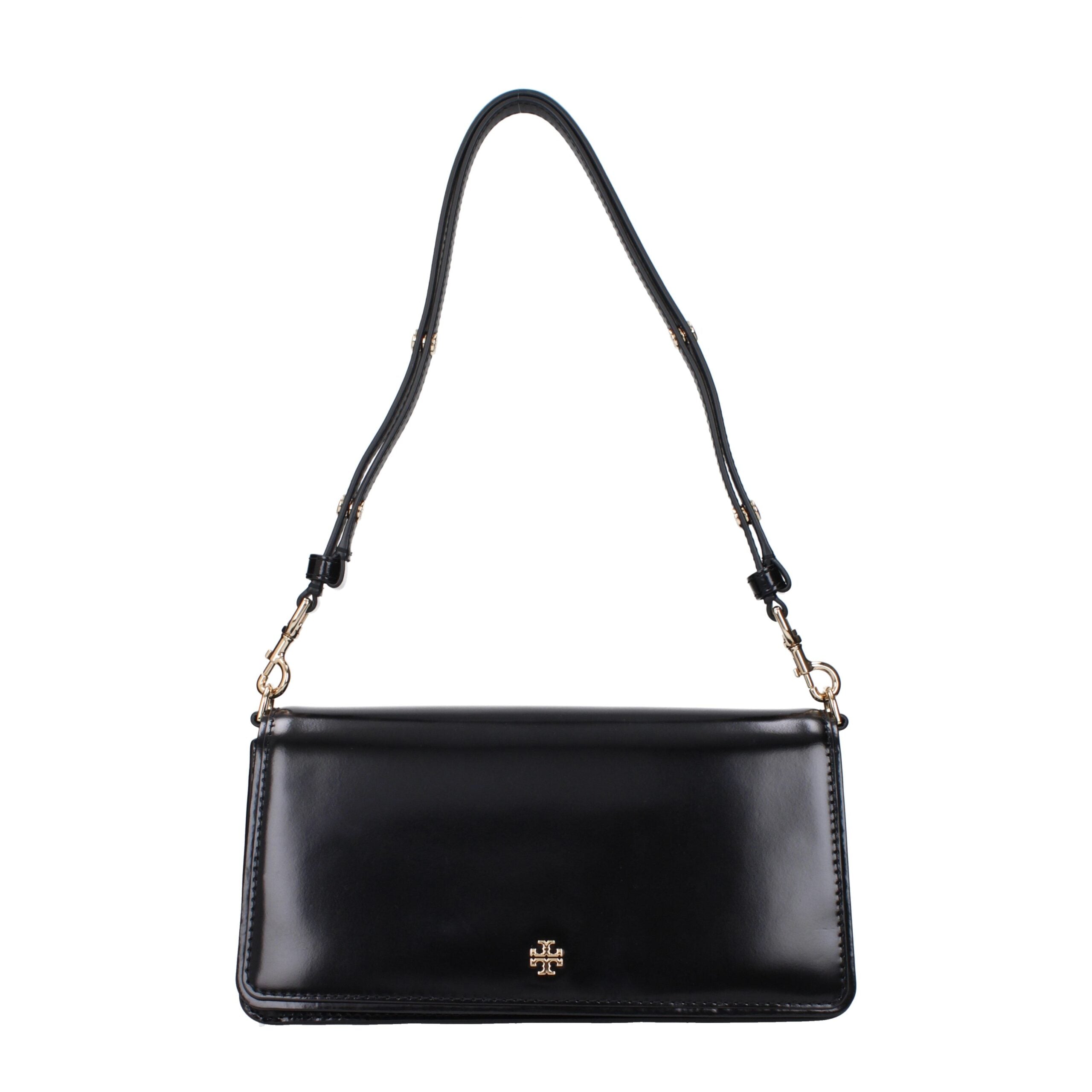 Black Leather Shoulder Bag - ventzia