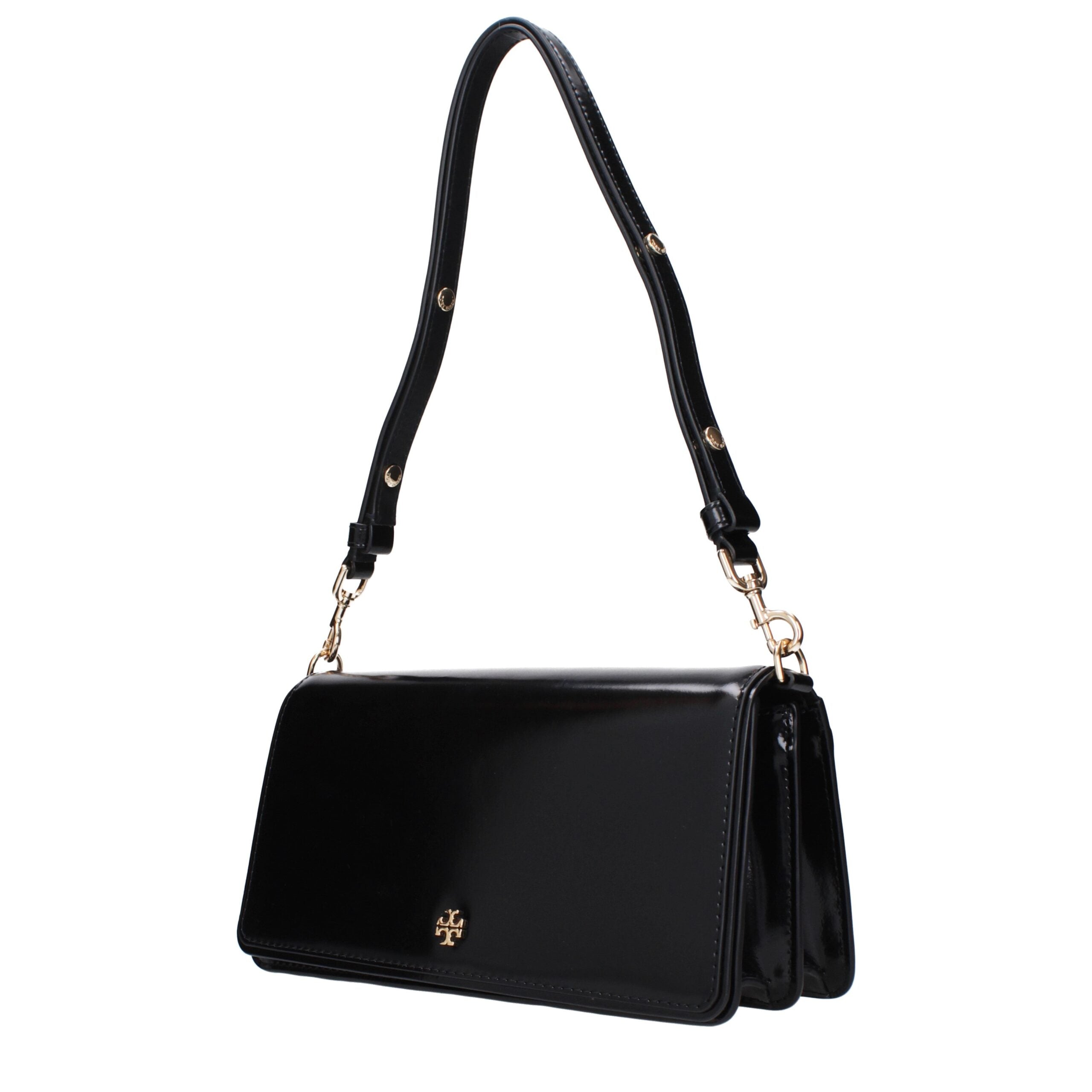 Black Leather Shoulder Bag - ventzia
