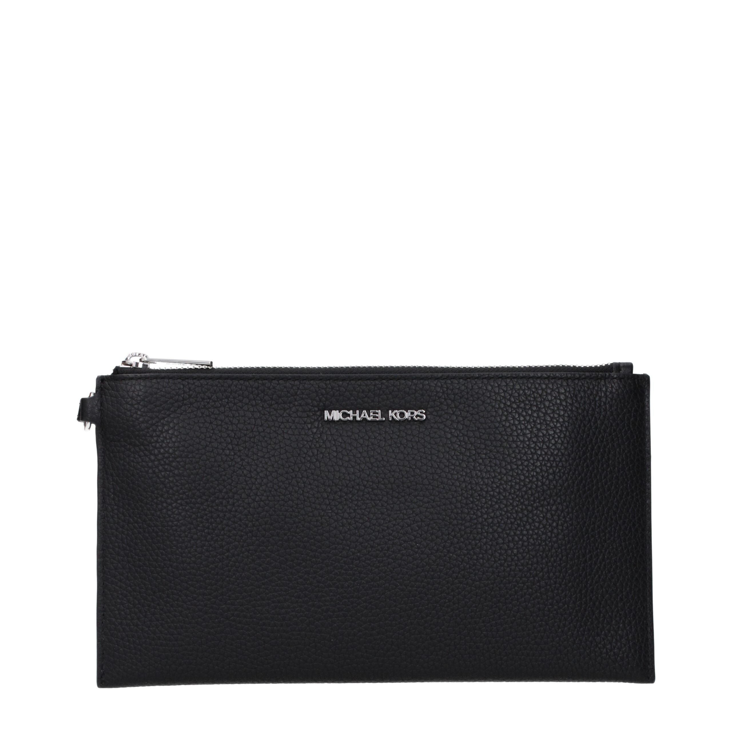 Black Leather Clutch Bag - ventzia