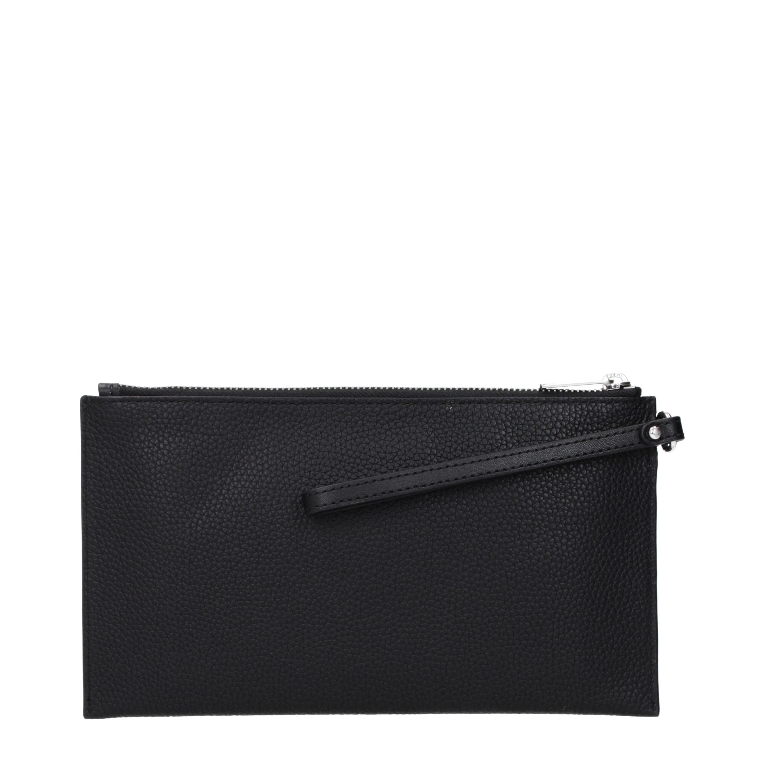 Black Leather Clutch Bag - ventzia