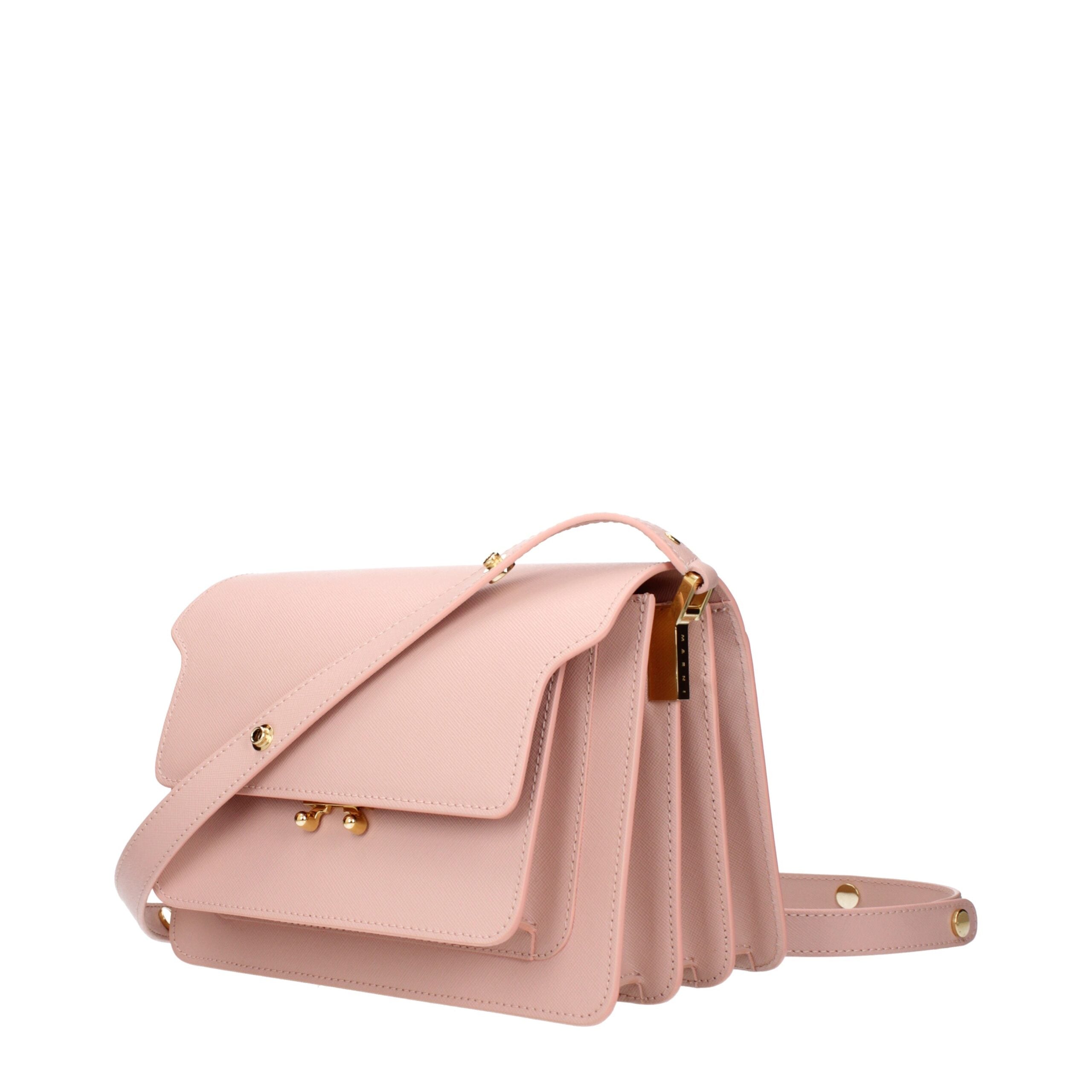 Pink Leather Shoulder Bag - ventzia