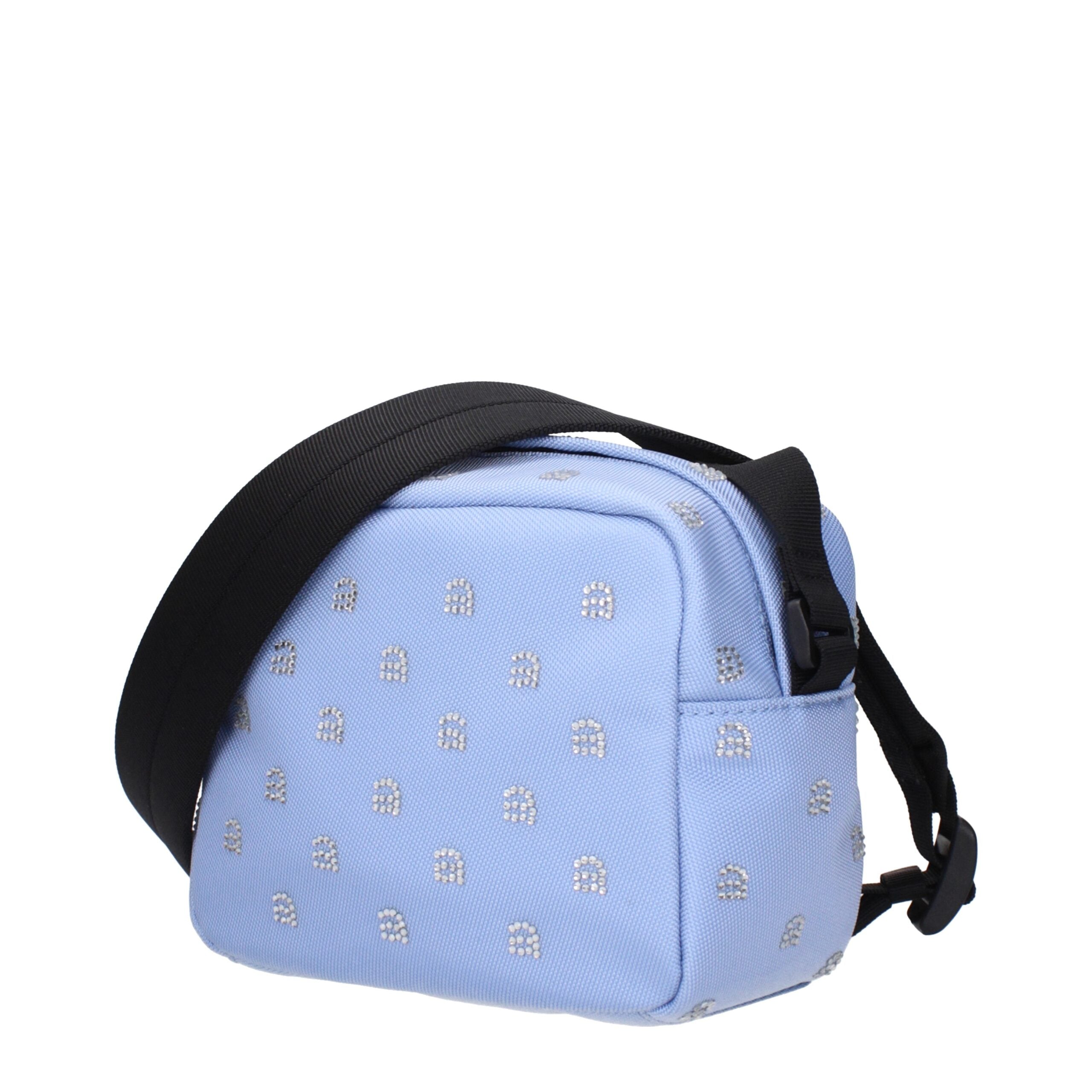 Light Blue Fabric Crossbody Bag - ventzia