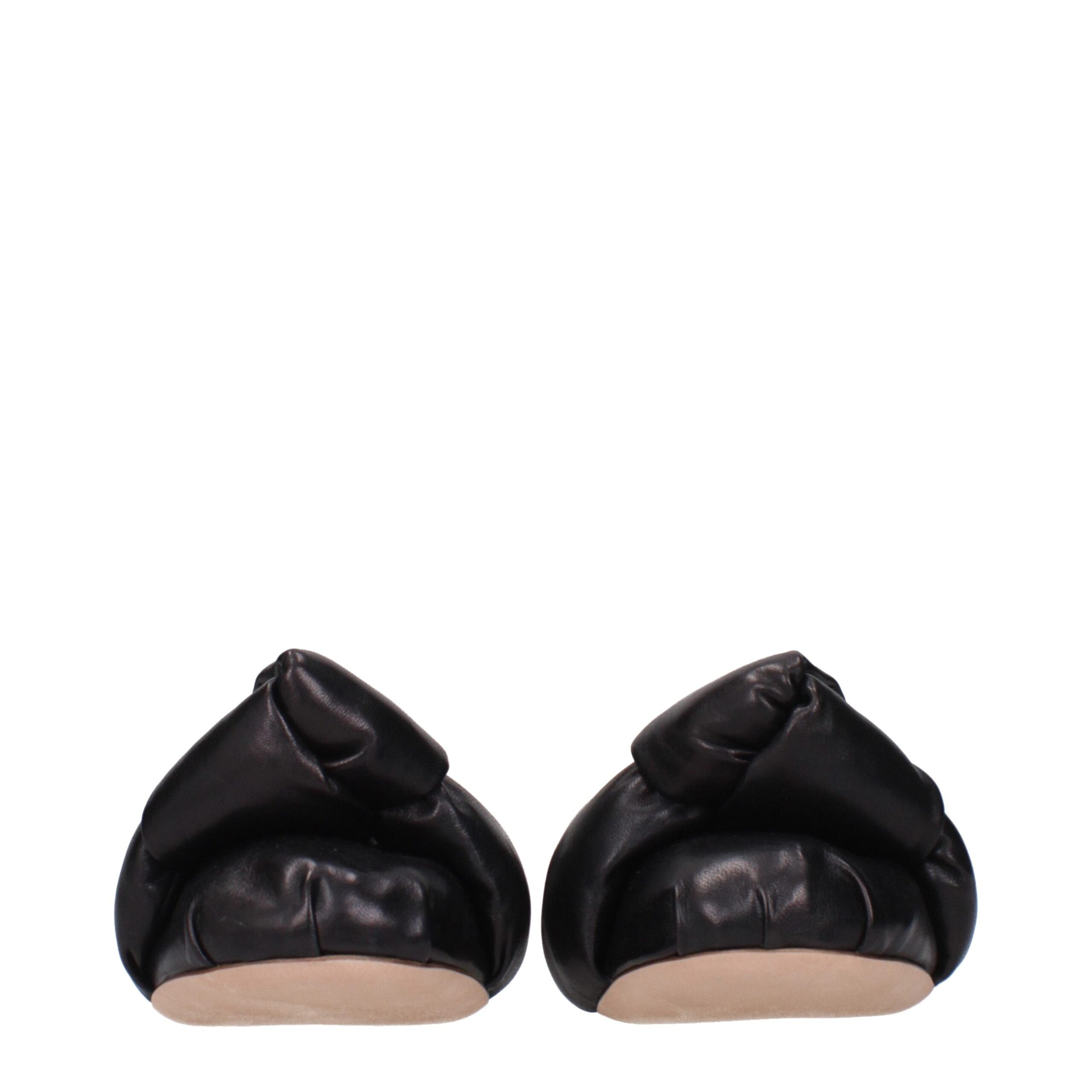 Black Leather Ballet Flats - ventzia
