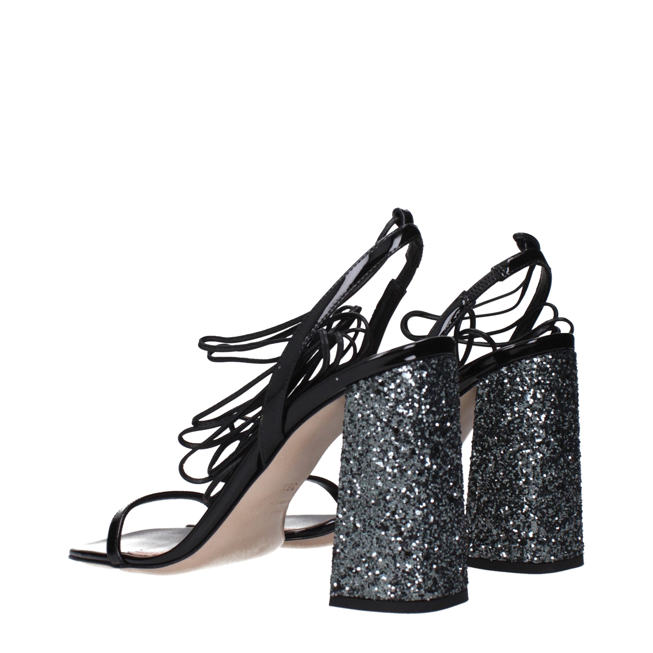 Black Leather Platform Sandals