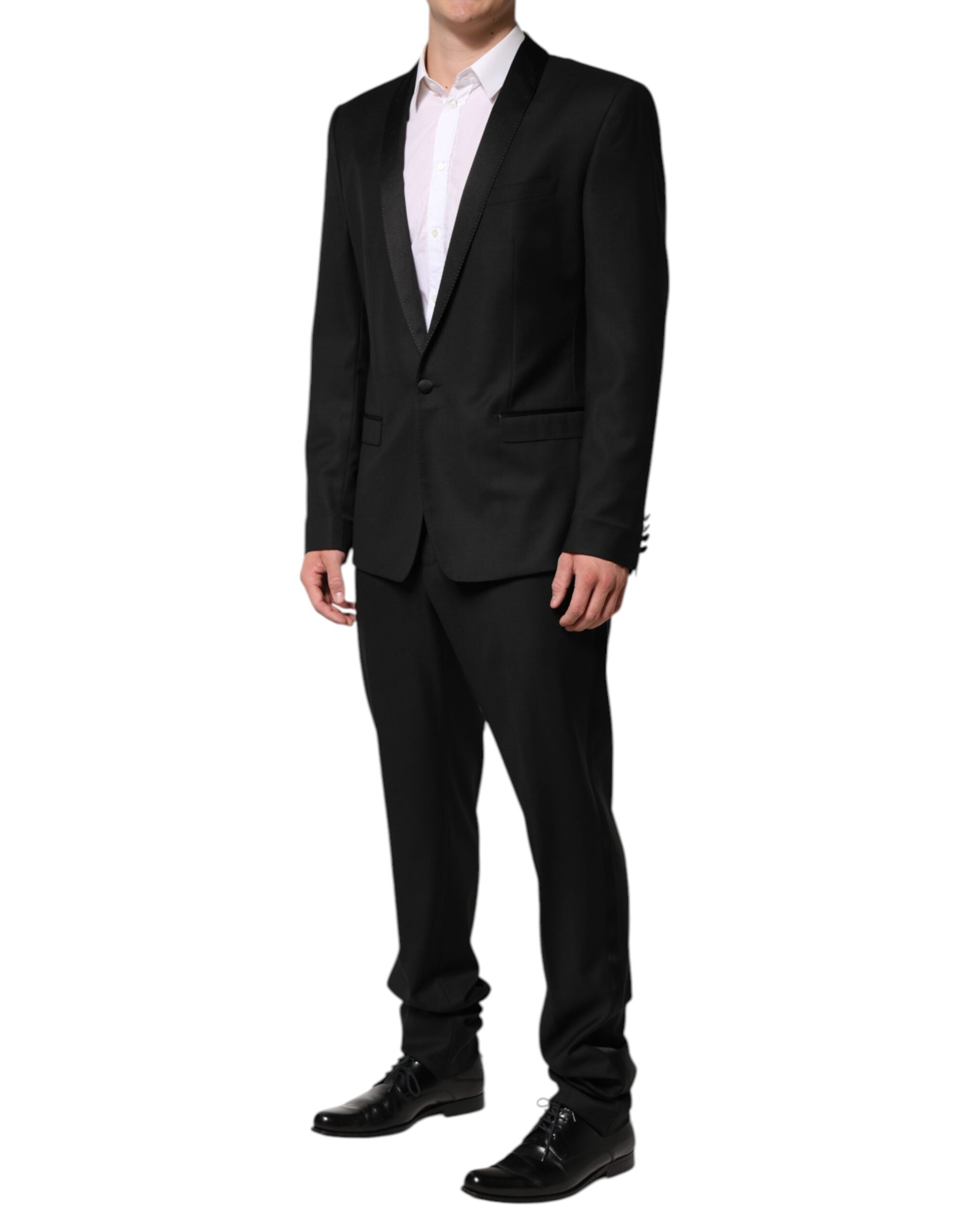 Black Wool Men Single Breasted 2 Piece Suit - ventzia
