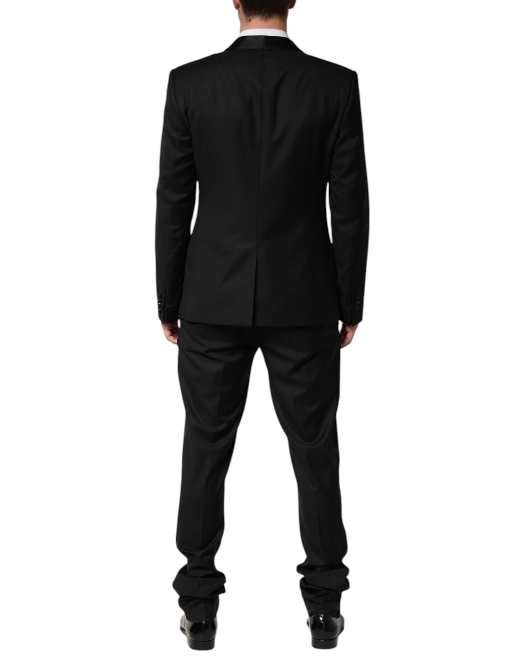 Black Wool Men Single Breasted 2 Piece Suit - ventzia