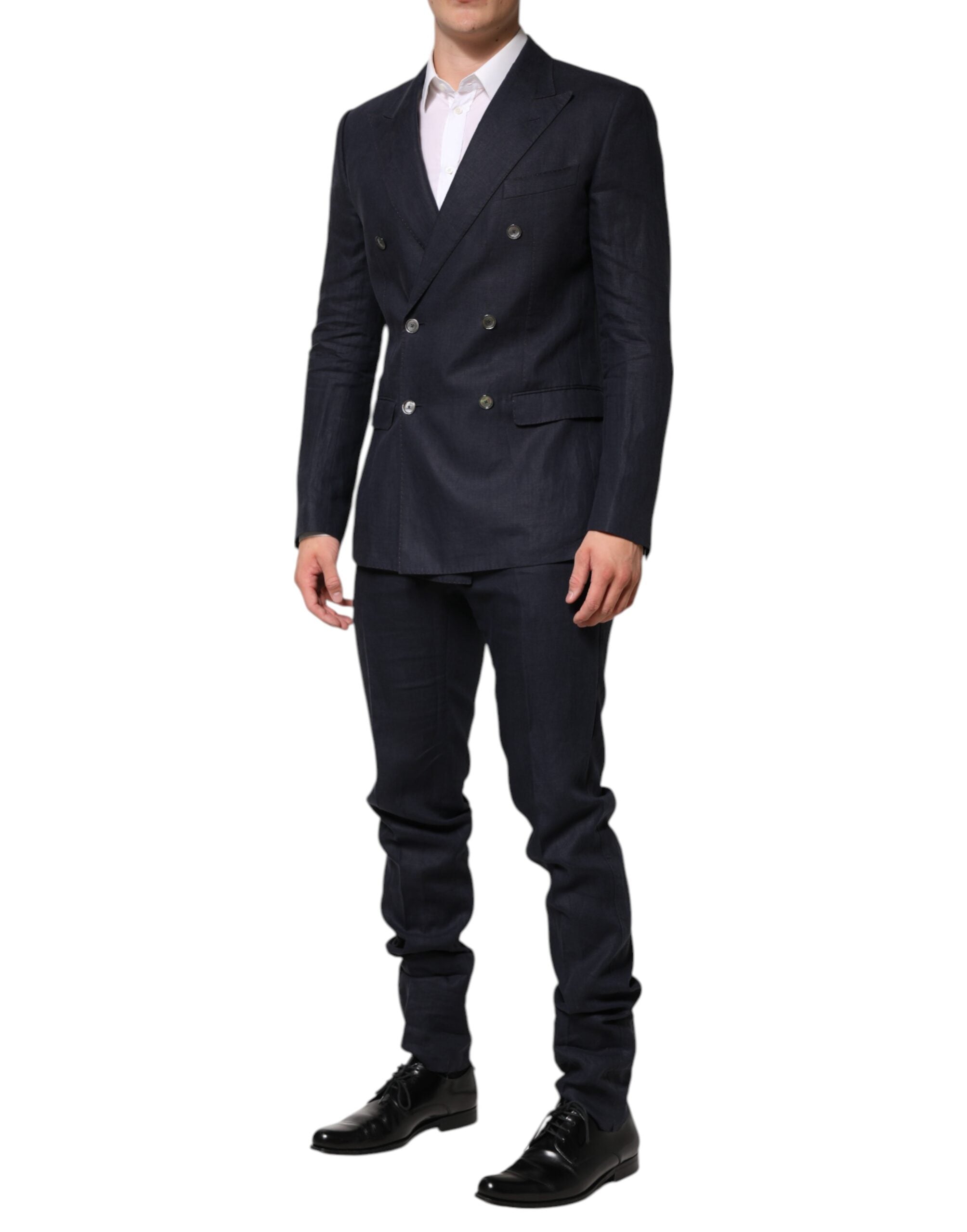 Dark Blue Double Breasted 2 Piece Suit - ventzia
