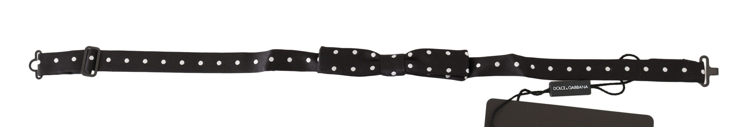 Elegant Black Polka Dot Silk Bow Tie - ventzia