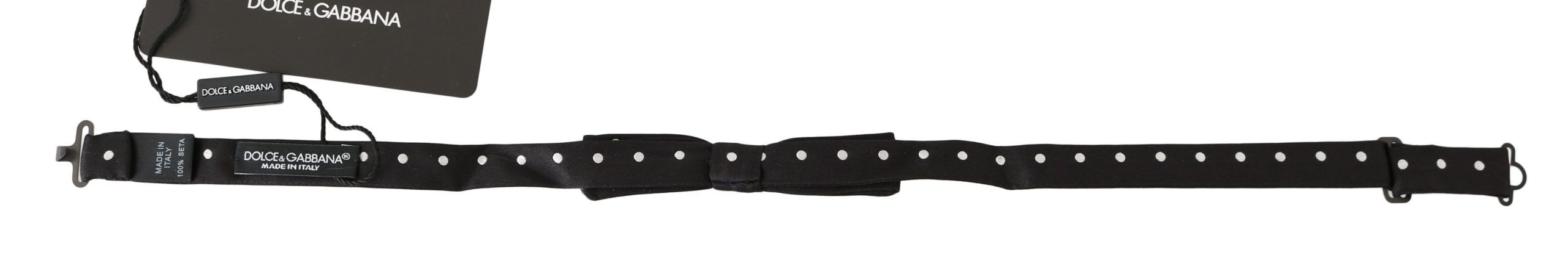 Elegant Black Polka Dot Silk Bow Tie - ventzia