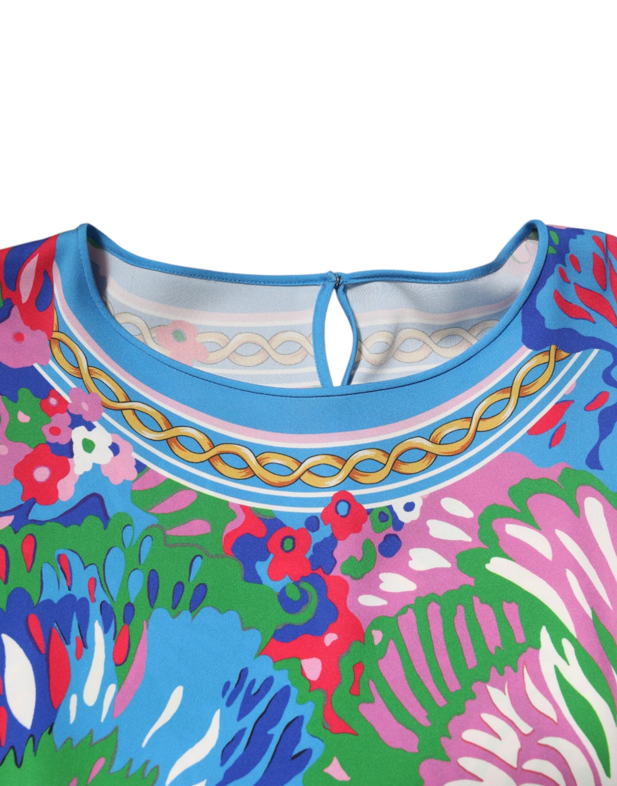 Multicolor Floral Printed Tunic Blouse Top - ventzia