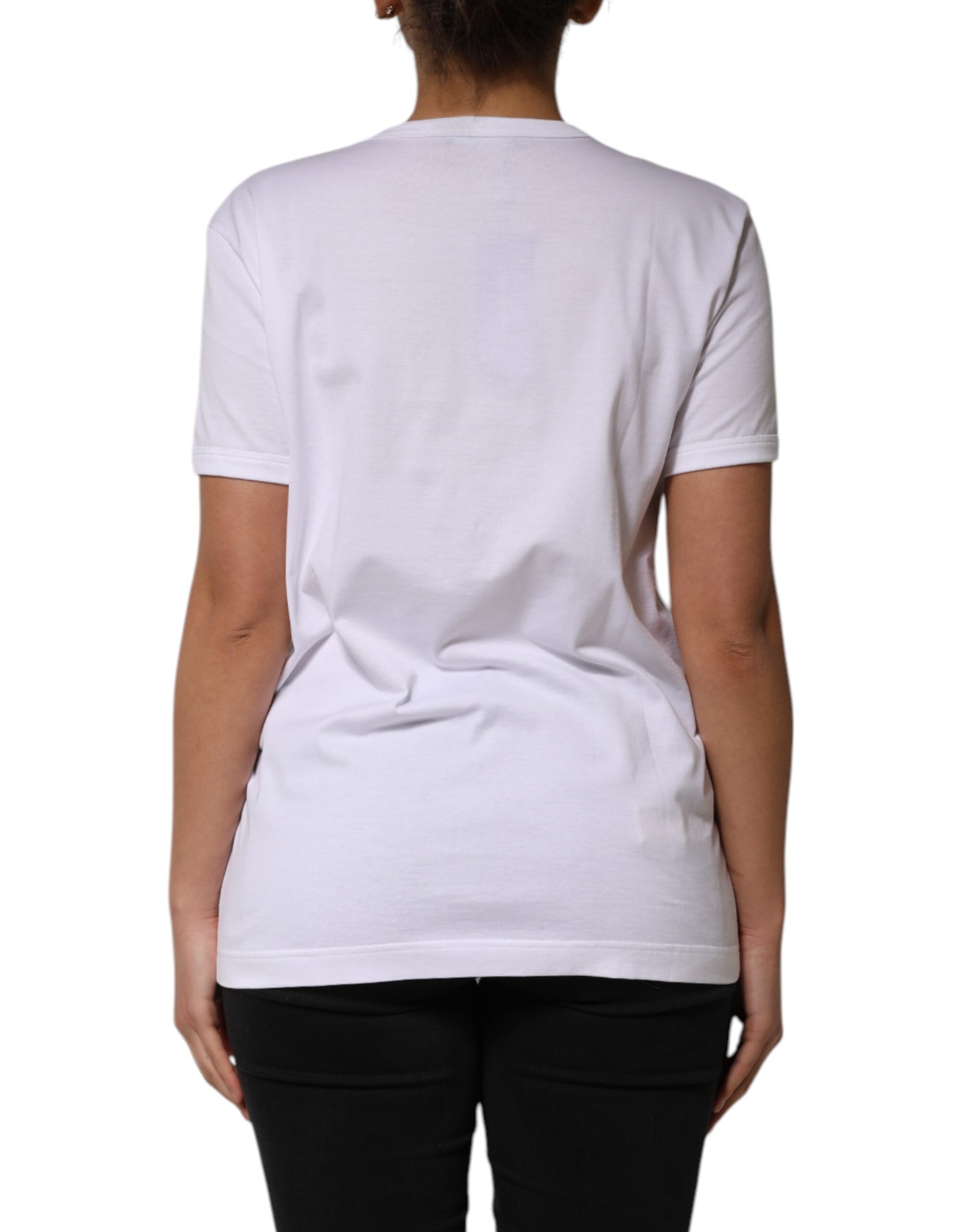 White Cotton Sequin Embellished Top T-shirt - ventzia