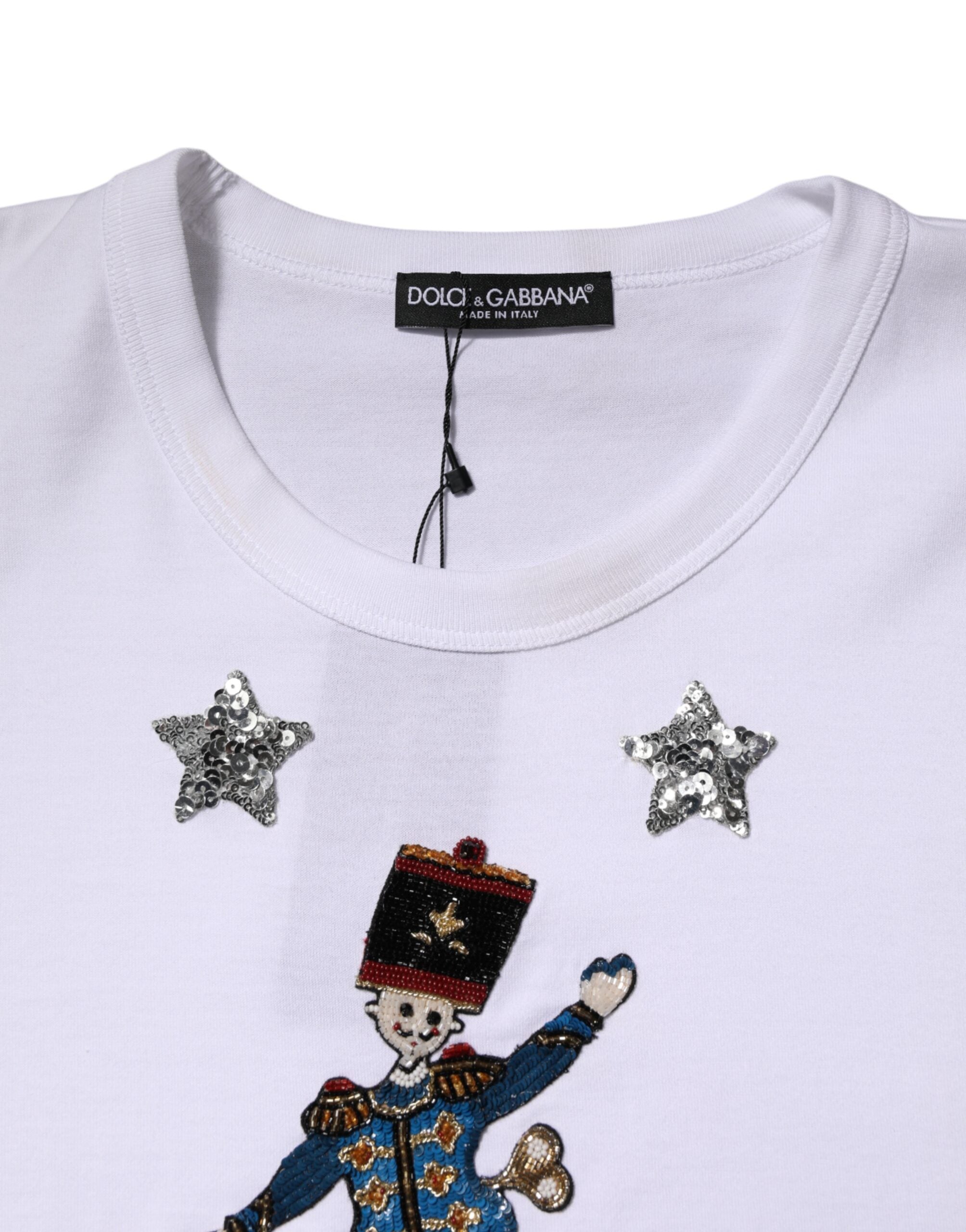 White Cotton Sequin Embellished Top T-shirt - ventzia
