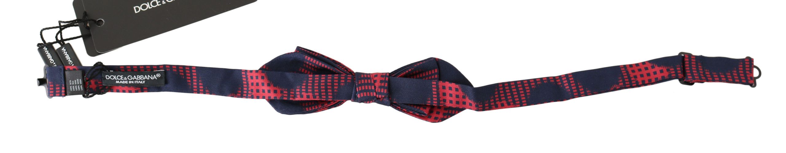 Elegant Red Checkered Silk Bow Tie - ventzia