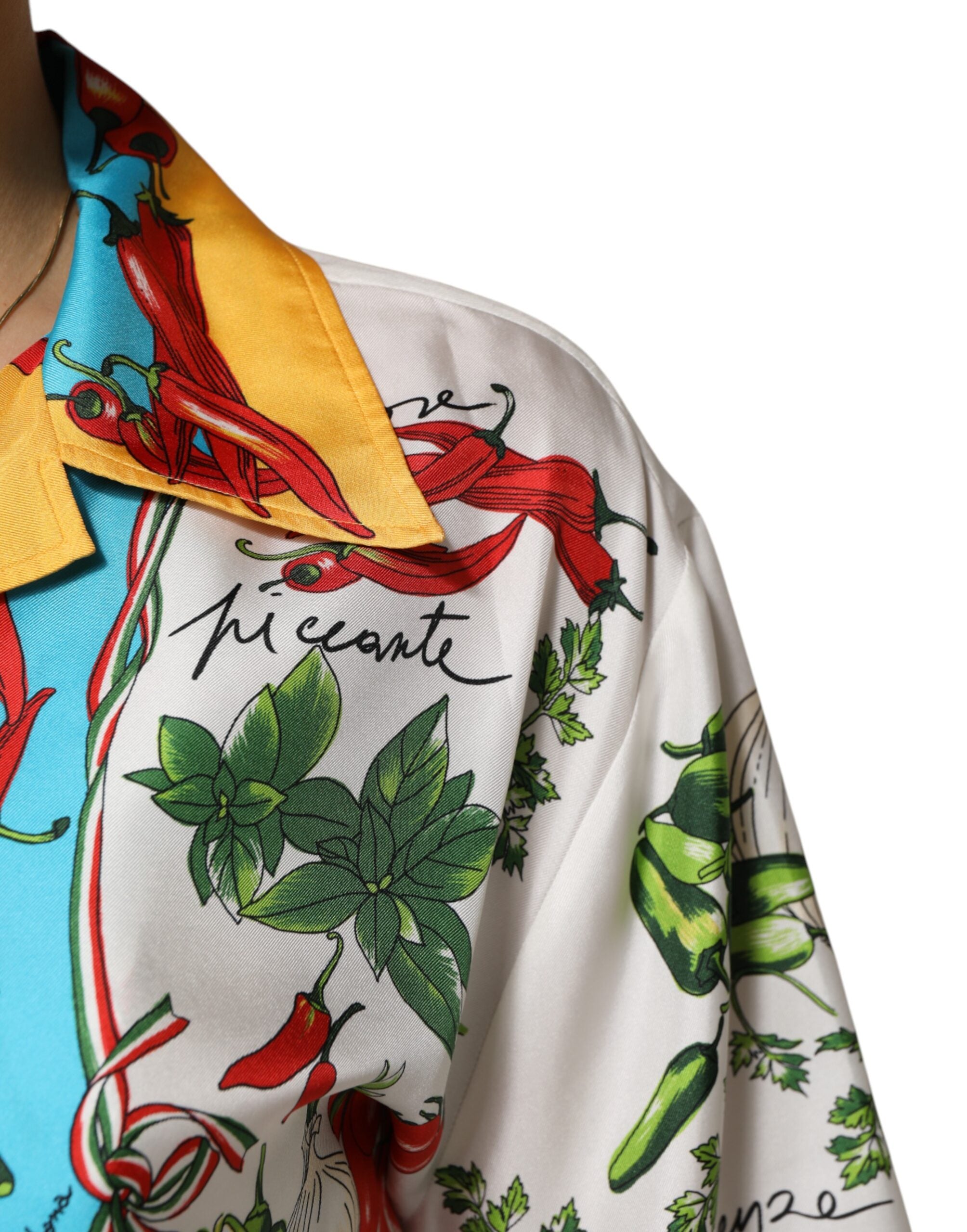 Multicolor Chili Silk Cropped Blouse Top - ventzia