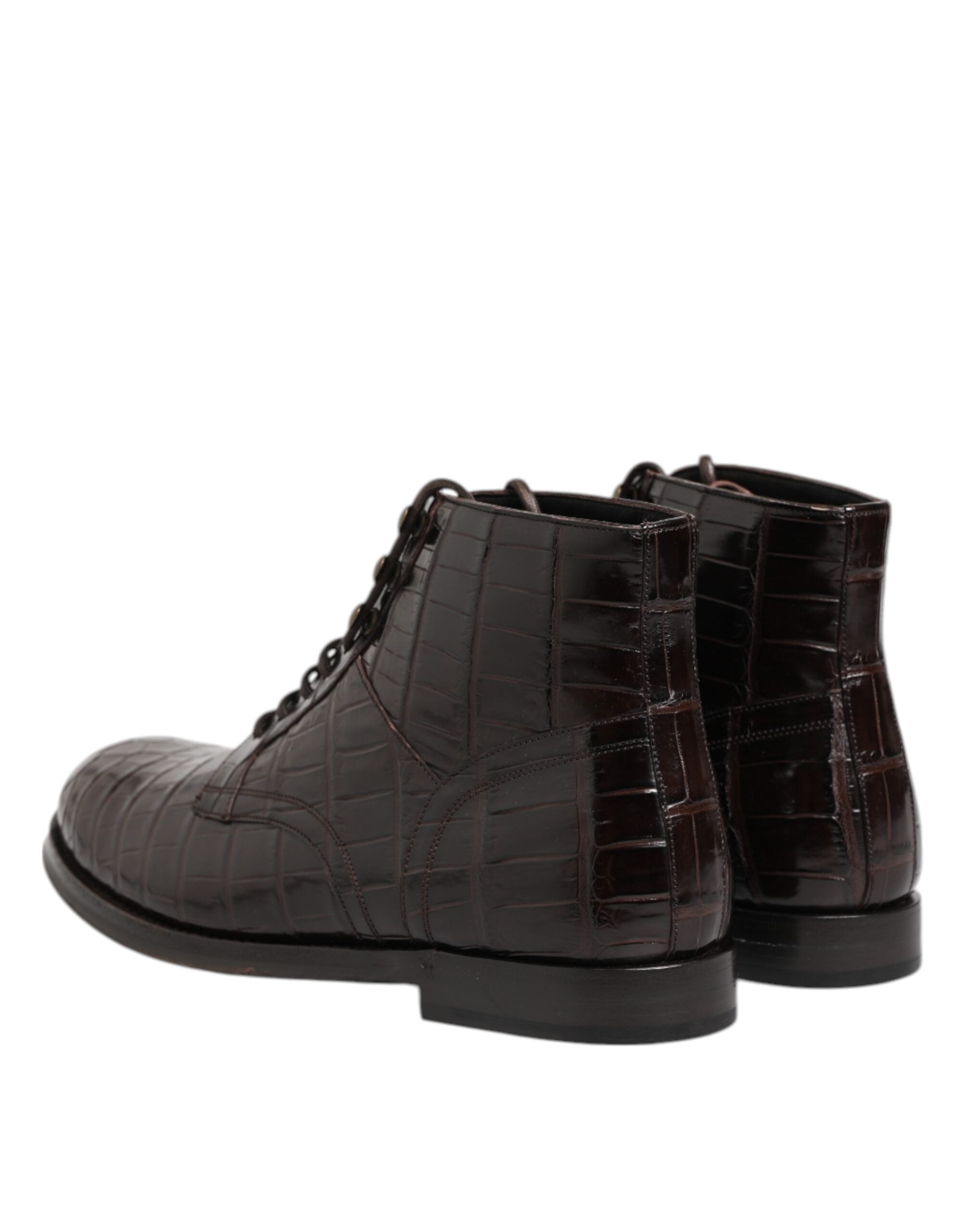 Dark Brown Leather Lace Up Short Boots Shoes - ventzia