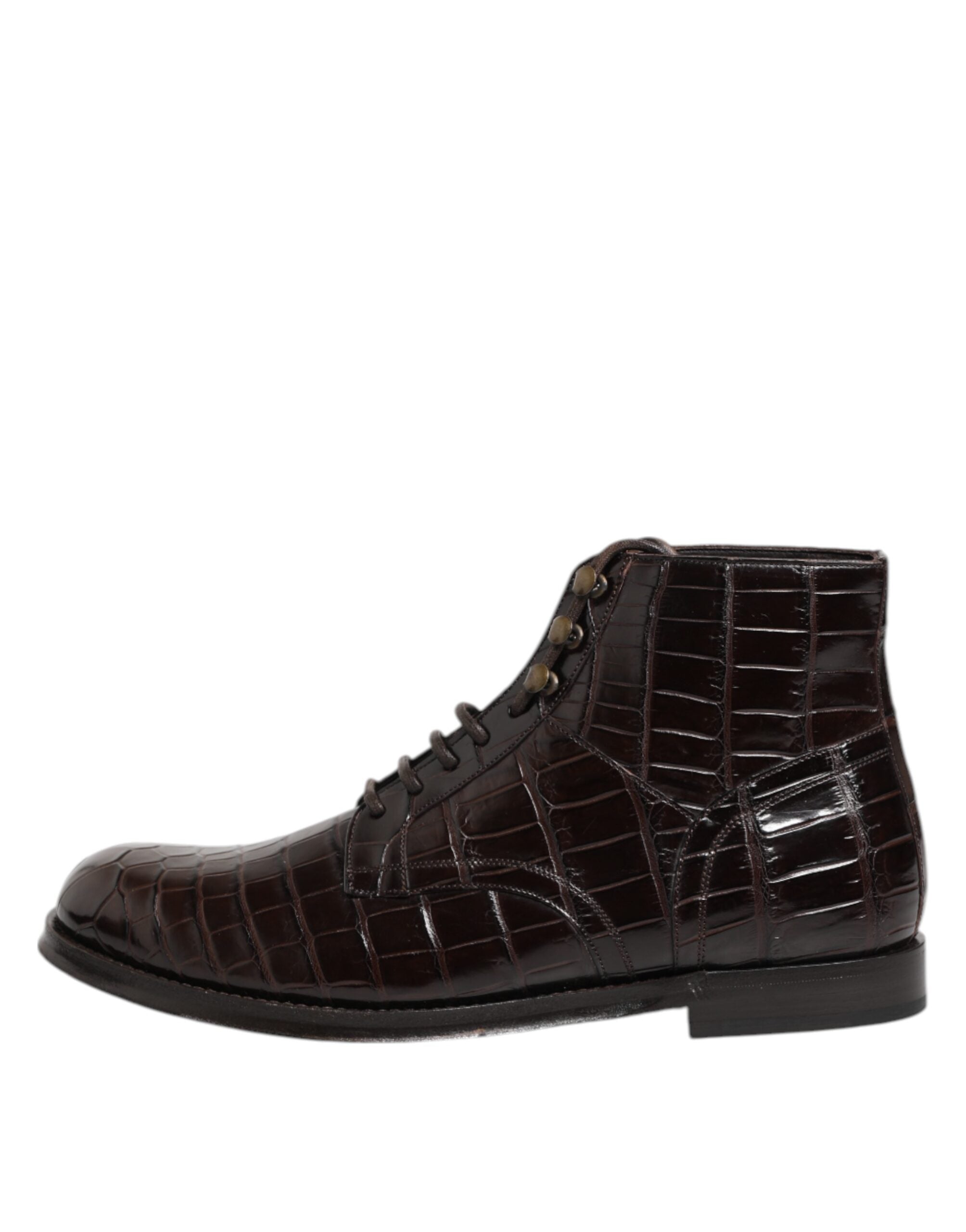 Dark Brown Leather Lace Up Short Boots Shoes - ventzia