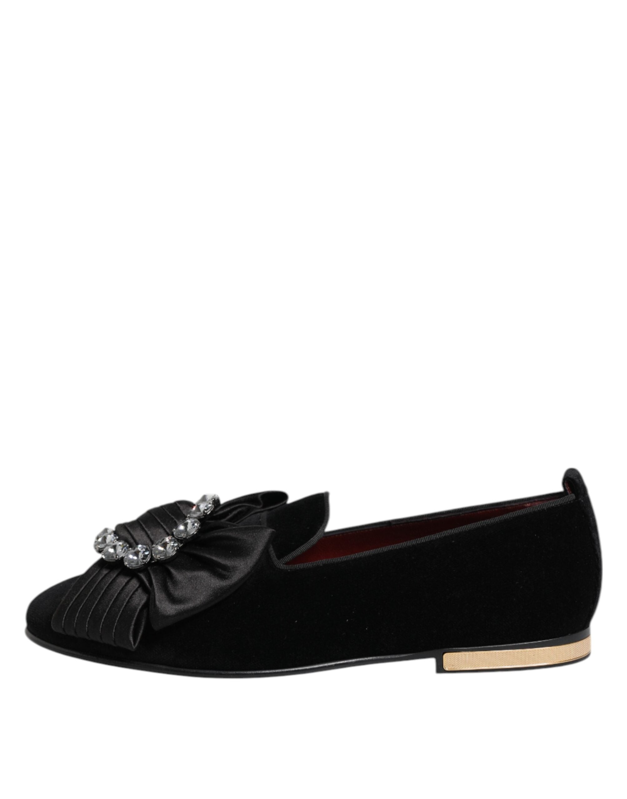 Black VATICANO Crystal Ribbon Slip On Shoes - ventzia