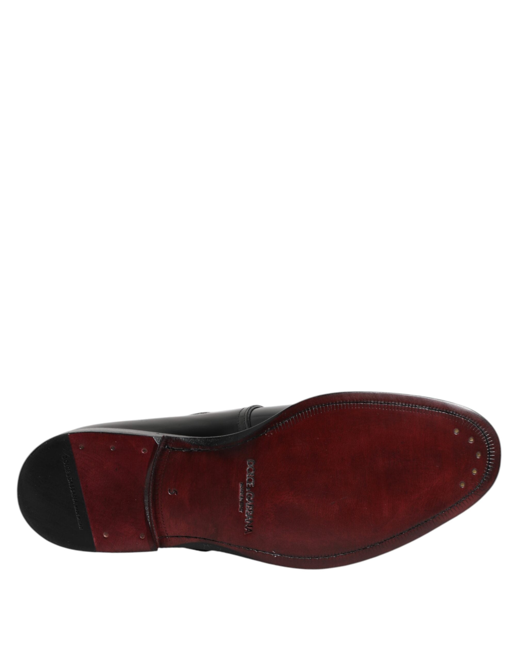 Black Leather Monk Strap Derby Formal Shoes - ventzia