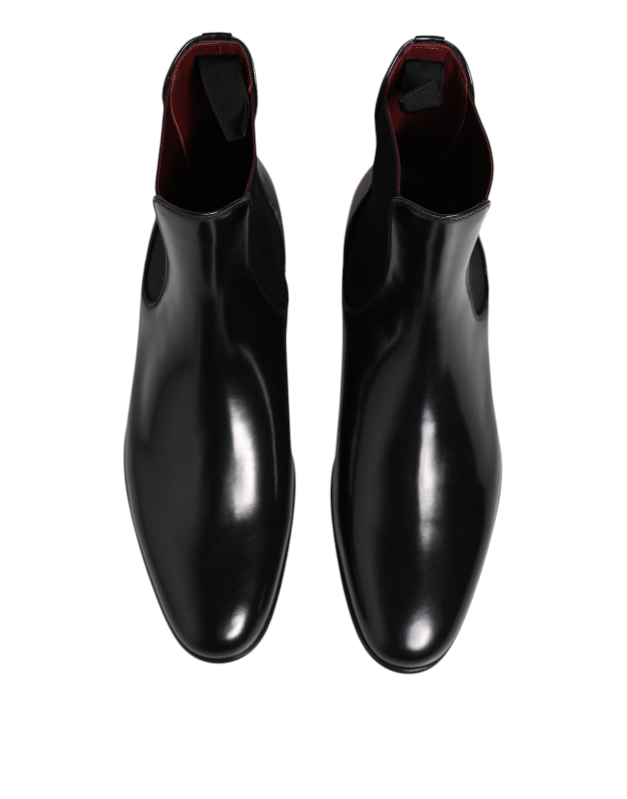 Black Chelsea Slip On Mid Calf Boots Shoes - ventzia