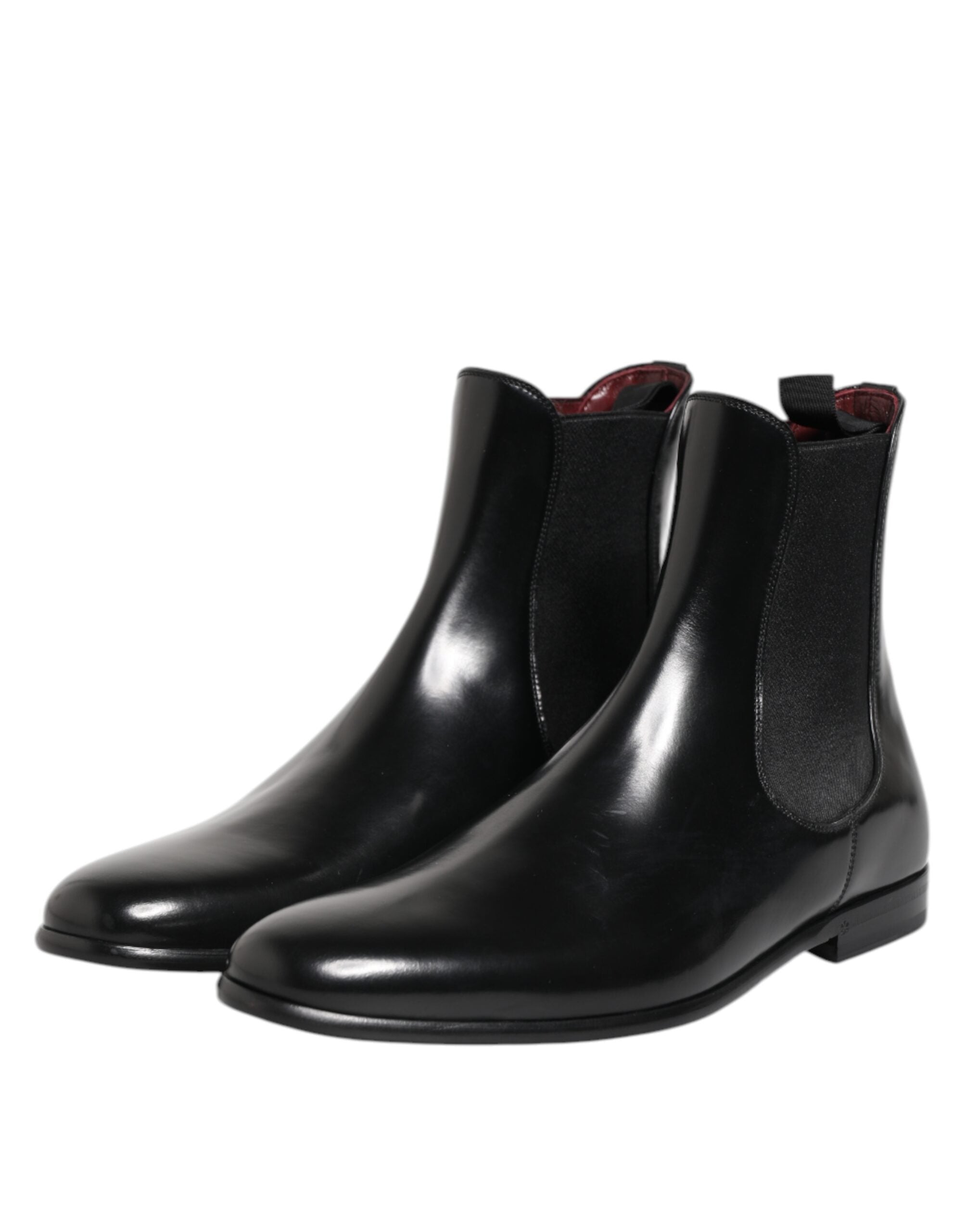 Black Chelsea Slip On Mid Calf Boots Shoes - ventzia