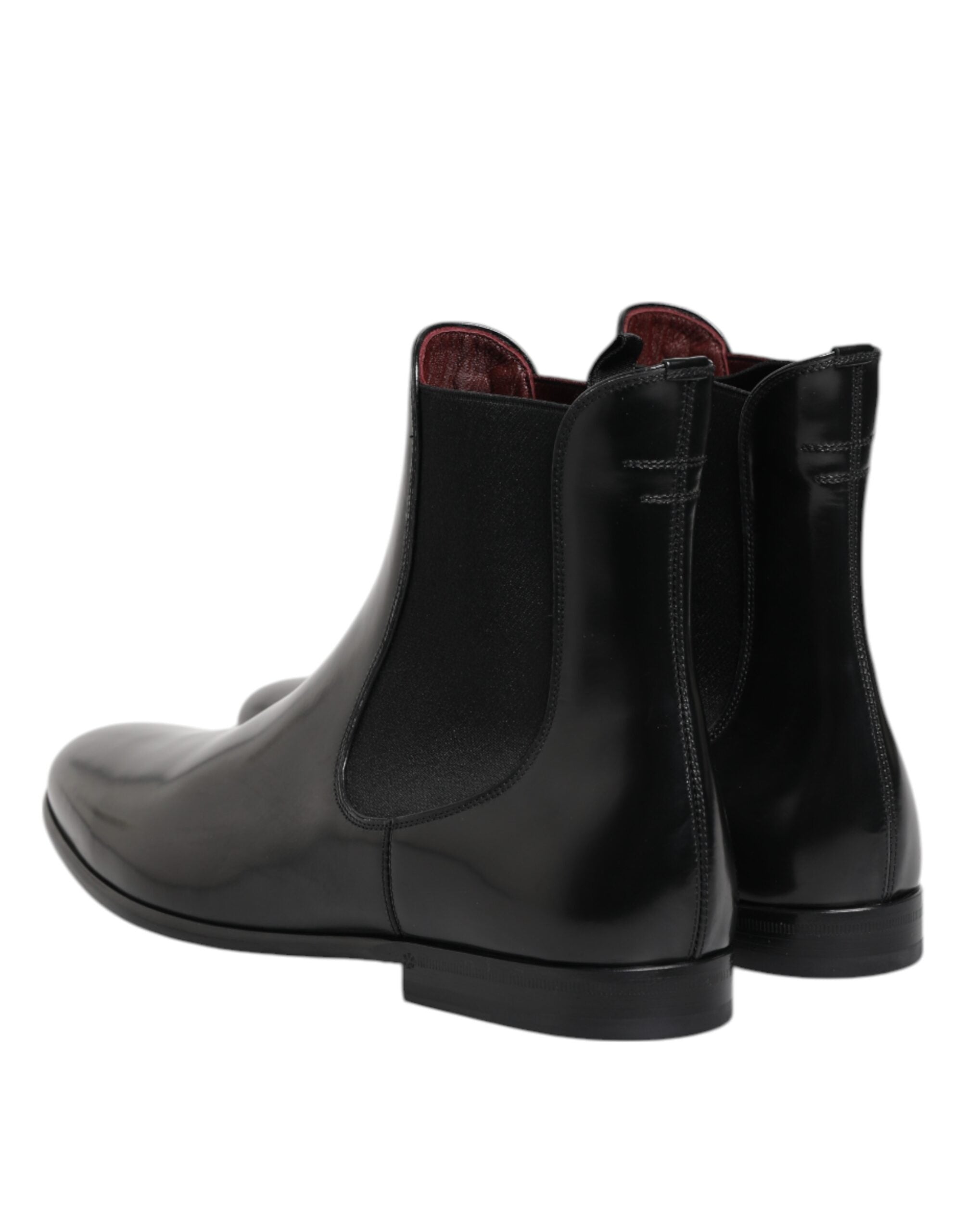 Black Chelsea Slip On Mid Calf Boots Shoes - ventzia