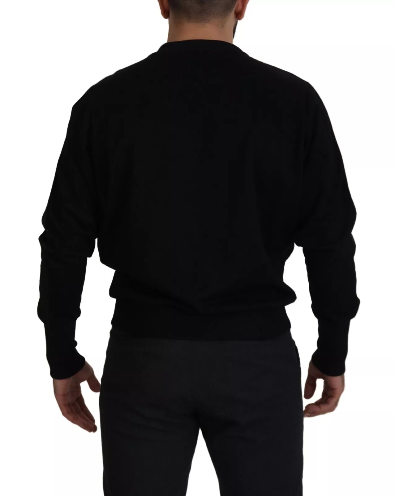 Black Cotton Crewneck Sweatshirt Sweater - ventzia