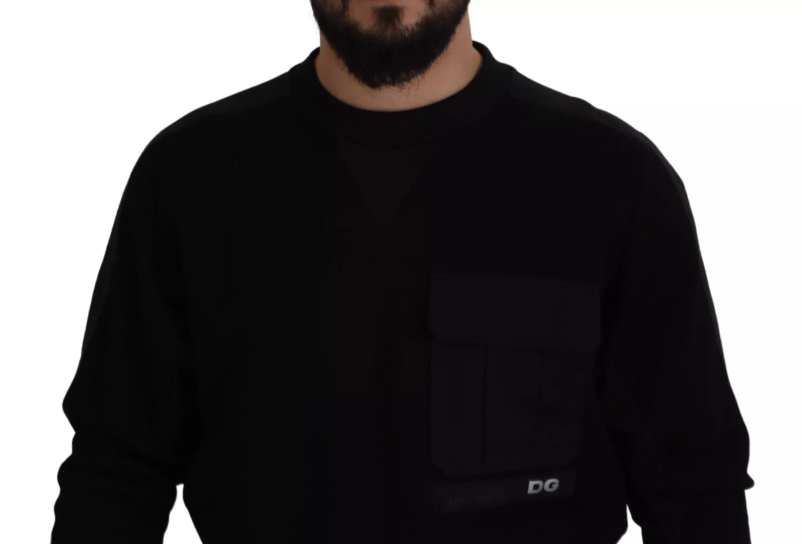 Black Cotton Crewneck Sweatshirt Sweater - ventzia