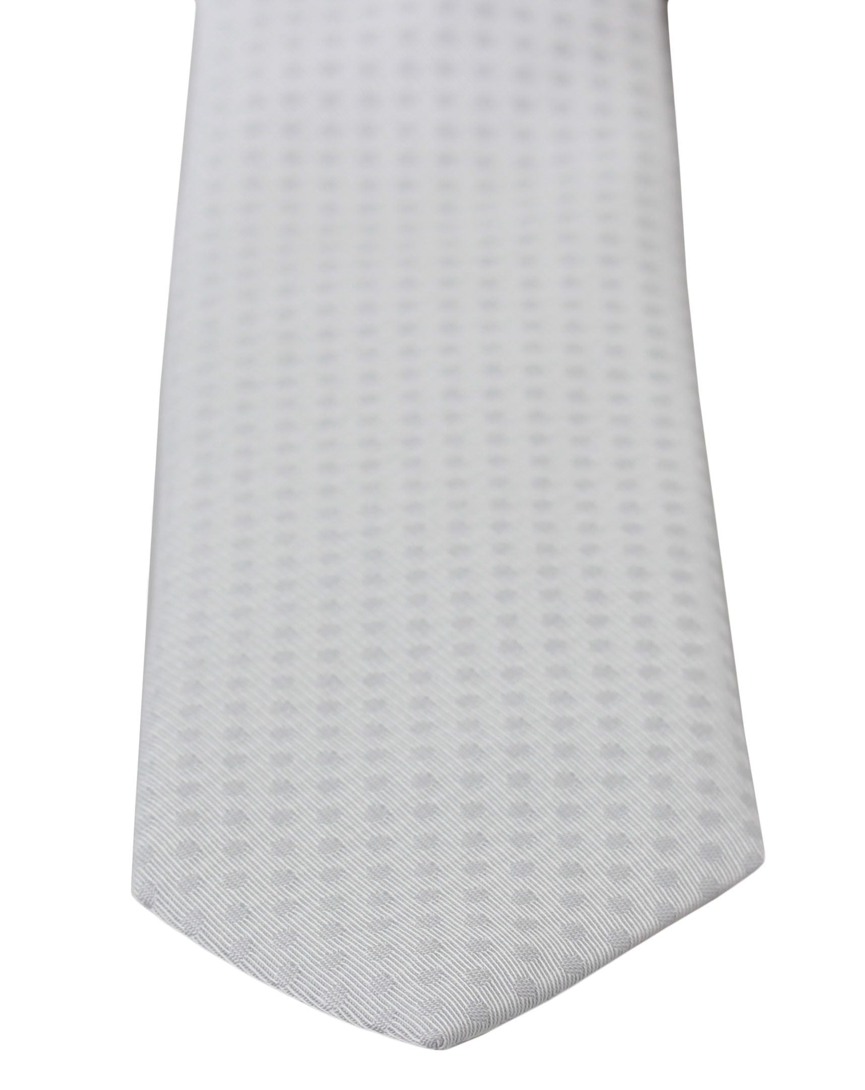 Elegant White Patterned Silk Blend Neck Tie - ventzia