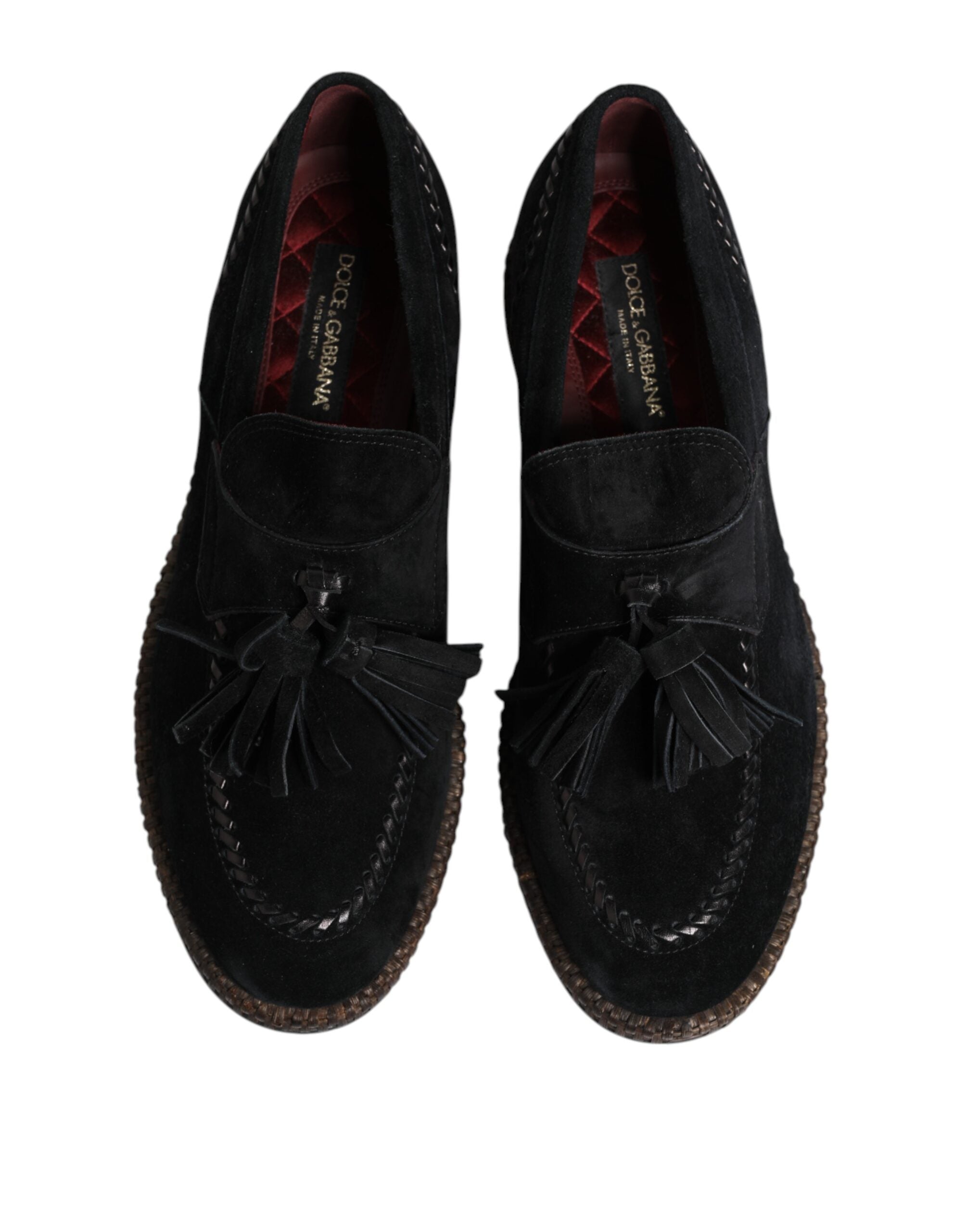 Black Suede Tassel Embellished Loafers Shoes - ventzia