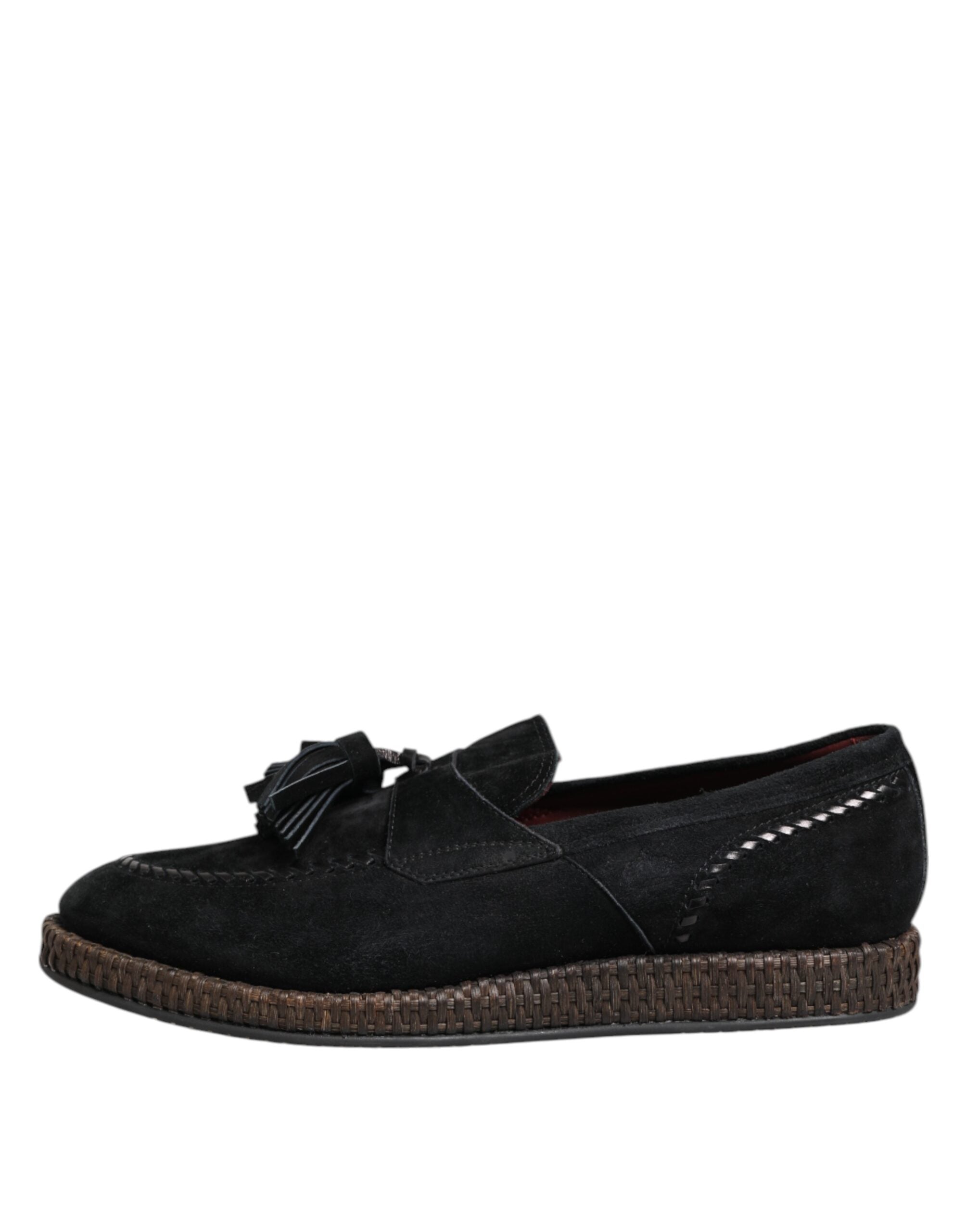 Black Suede Tassel Embellished Loafers Shoes - ventzia
