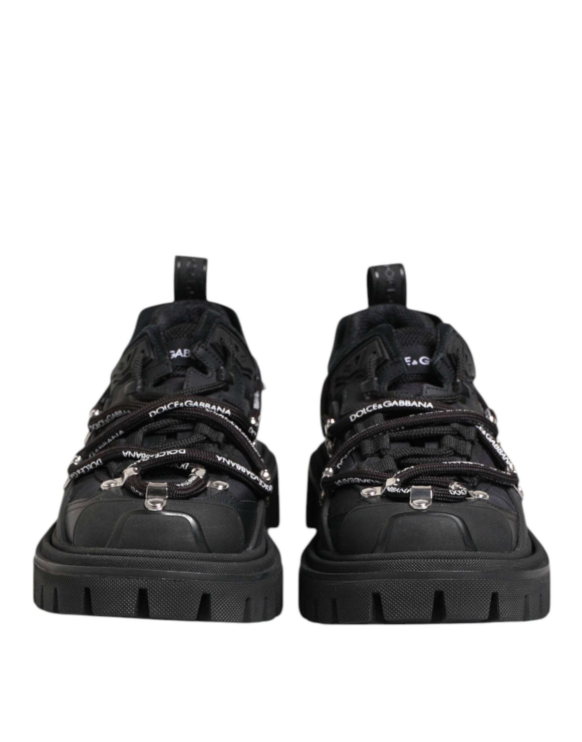 Black Low Top Lace Up Trekking Sneakers Shoes - ventzia