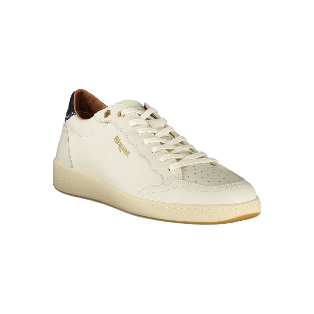 White Polyurethane Men Sneaker - ventzia