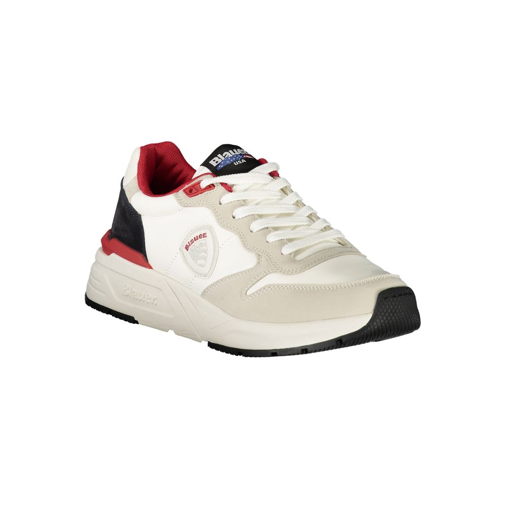 White Polyurethane Men Sneaker - ventzia