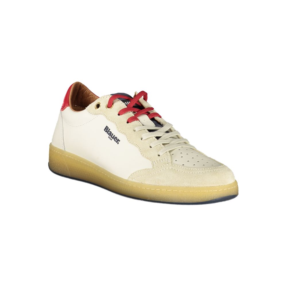 White Polyurethane Men Sneaker - ventzia