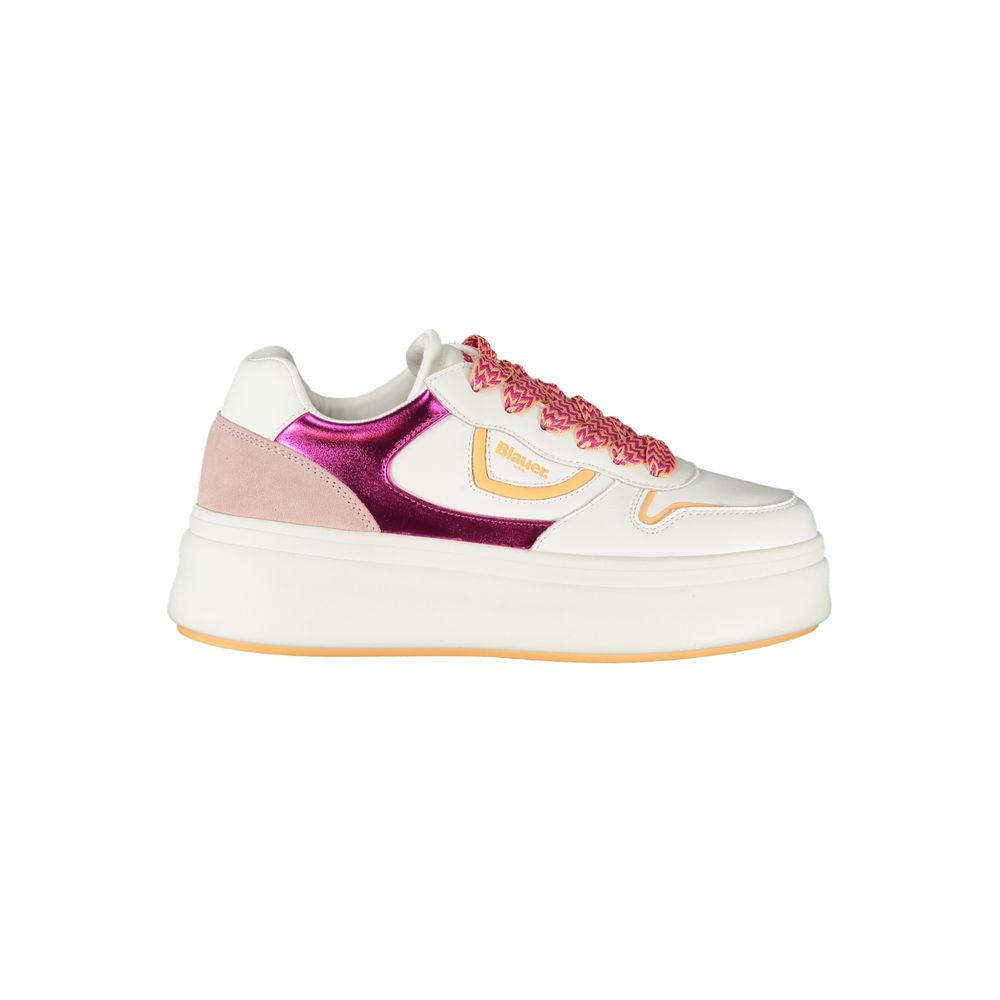 White Polyurethane Women Sneaker - ventzia