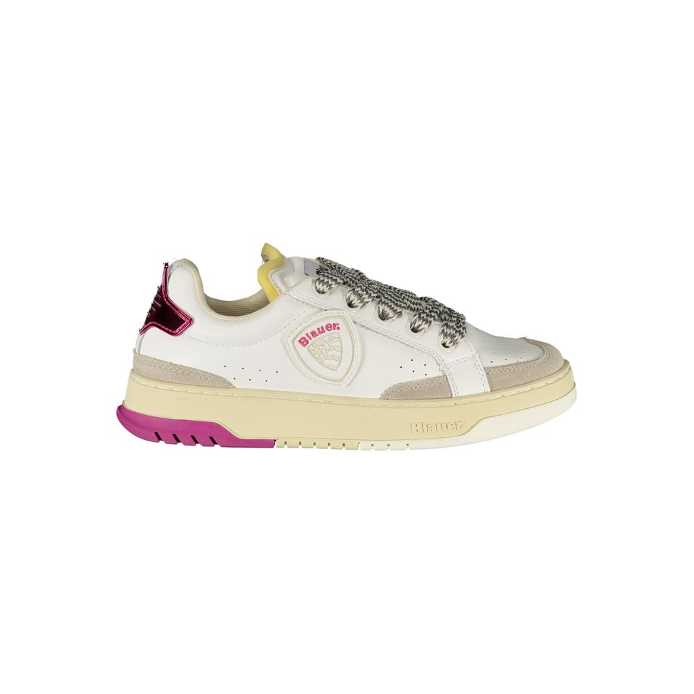 White Polyurethane Women Sneaker - ventzia