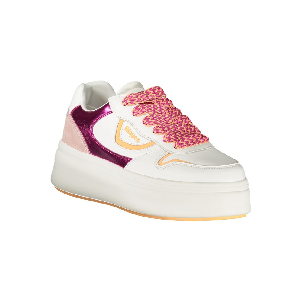 White Polyurethane Women Sneaker - ventzia