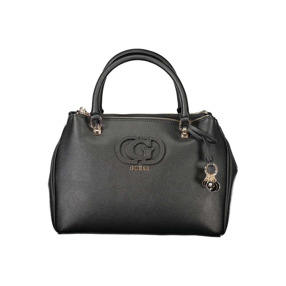 Black Polyurethane Women's Handbag - ventzia