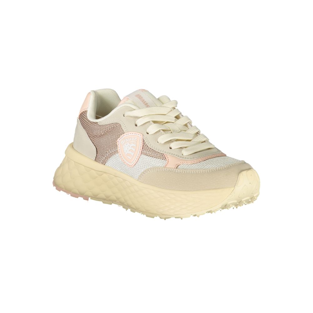 Beige Polyurethane Women Sneaker - ventzia