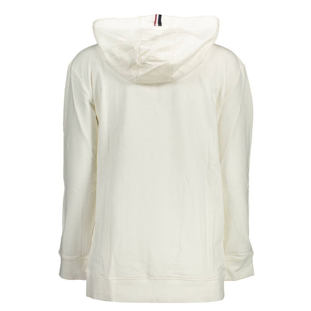 White Cotton Women Sweater with Hood and Pockets - ventzia